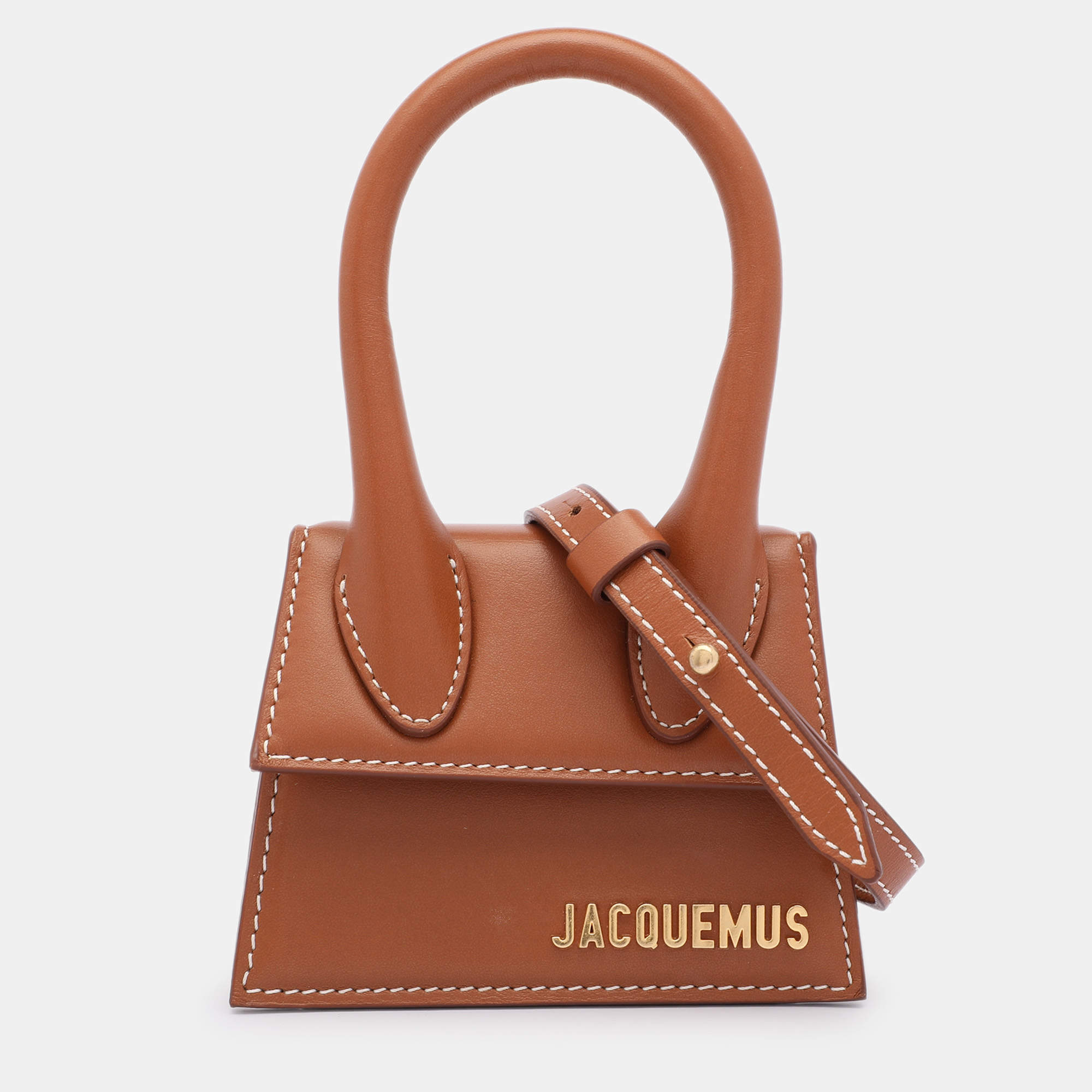 Jacquemus Brown Leather Mini Le Chiquito Top Handle Bag