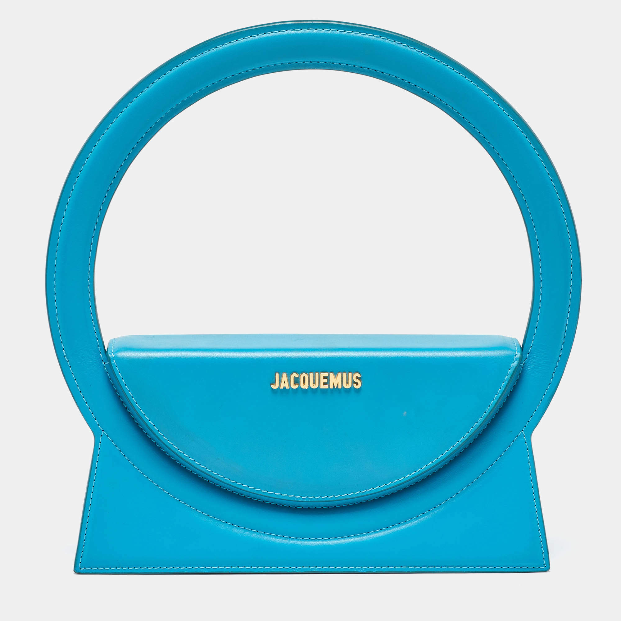 Pre Owned Jacquemus Blue Leather Le Sac Round Top Handle Bag