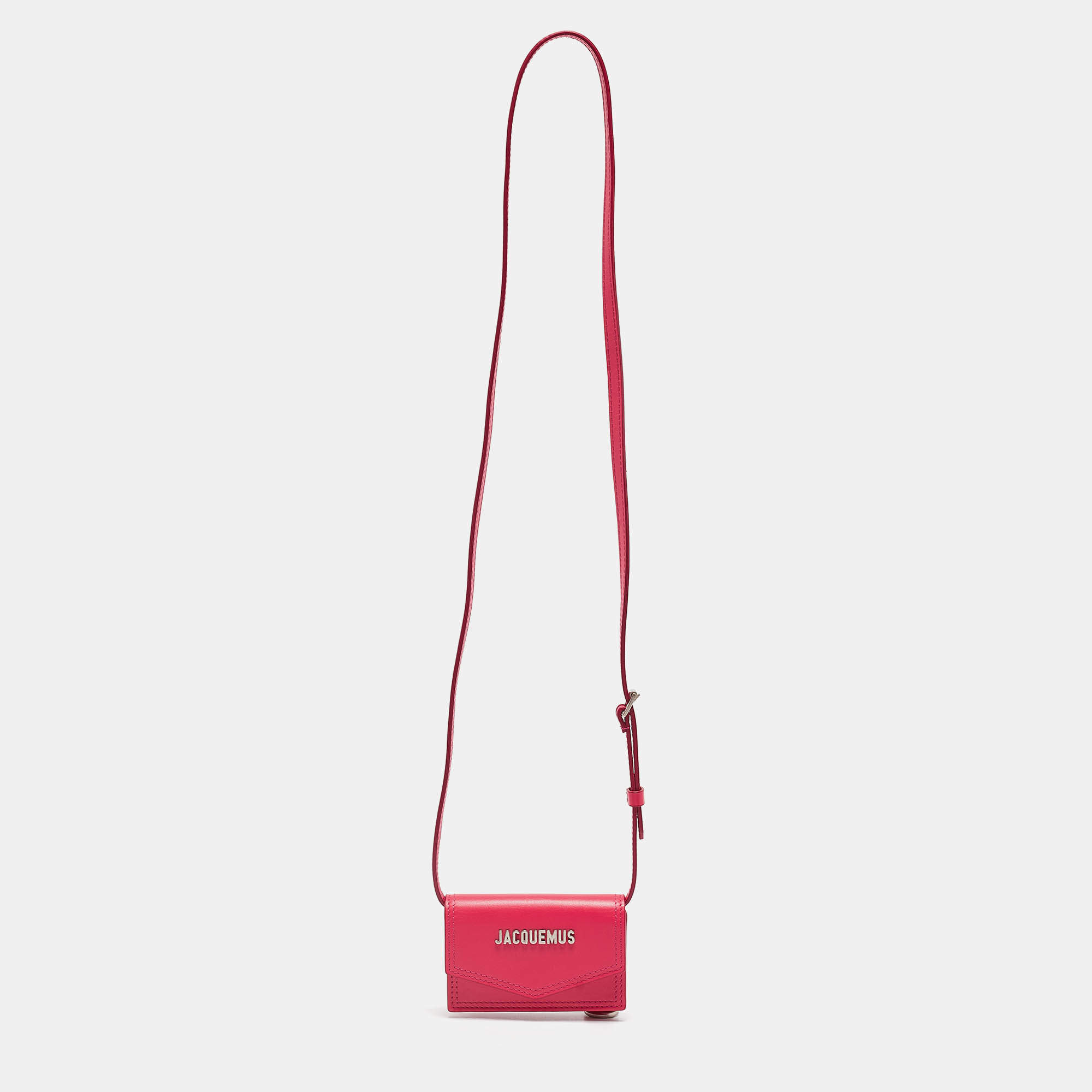 Jacquemus Pink Leather Le Porte Azur Crossbody Pouch