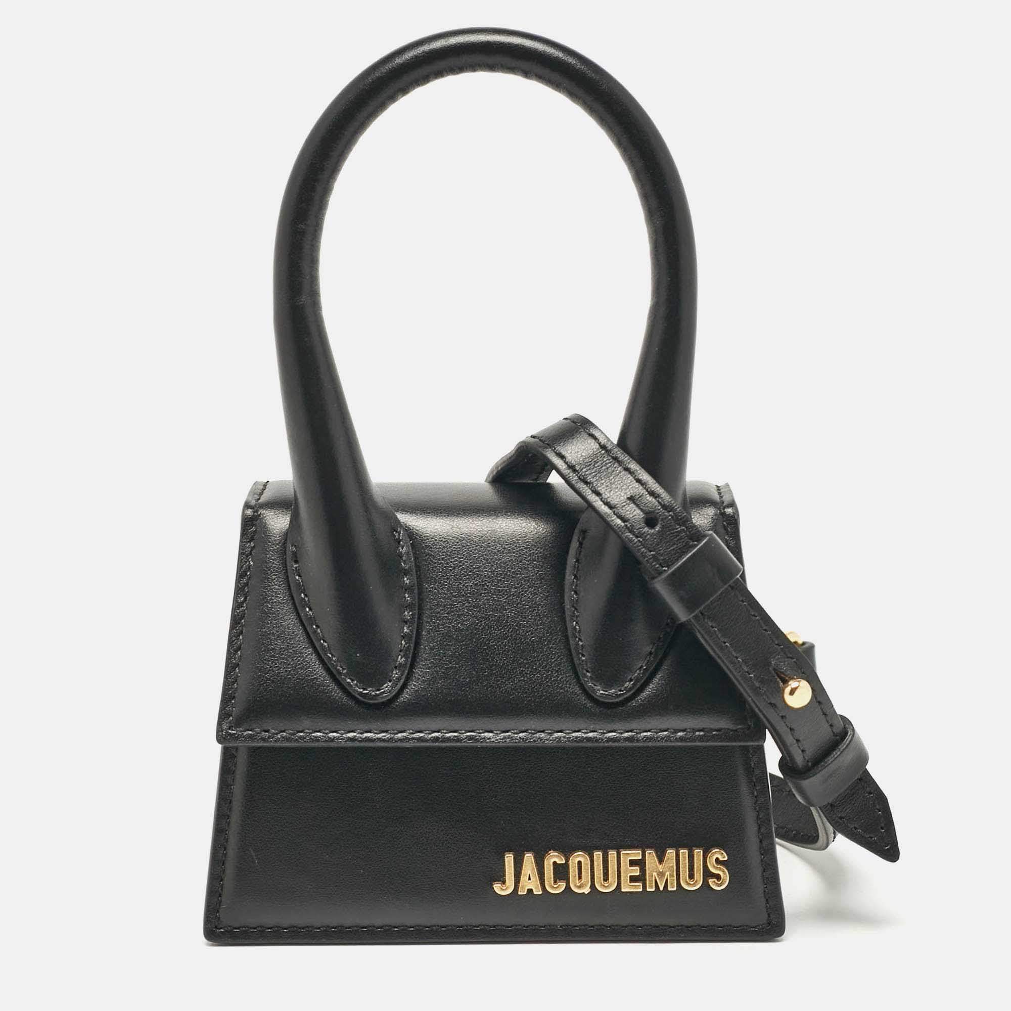 Jacquemus Black Leather Mini Le Chiquito Top Handle Bag