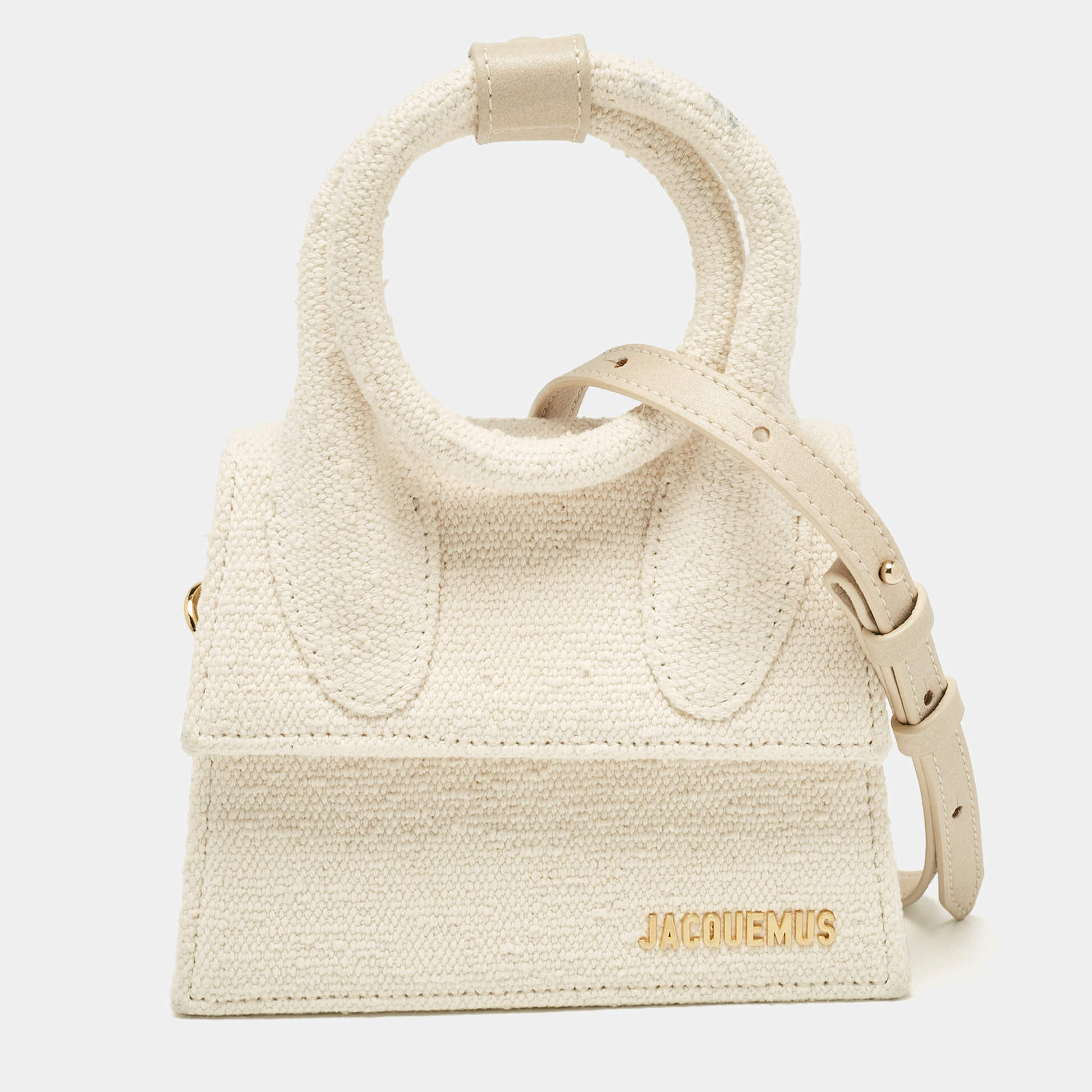 Jacquemus Off White Canvas Le Chiquito Noeud Top Handle Bag