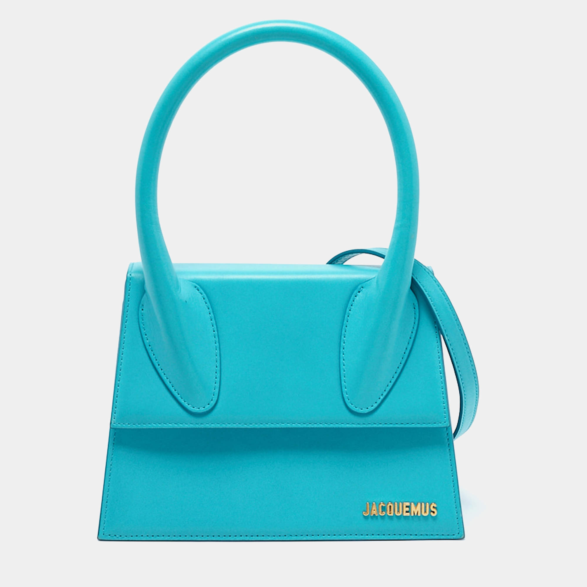 Jacquemus Light Blue Leather Grand Le Chiquito Top Handle Bag