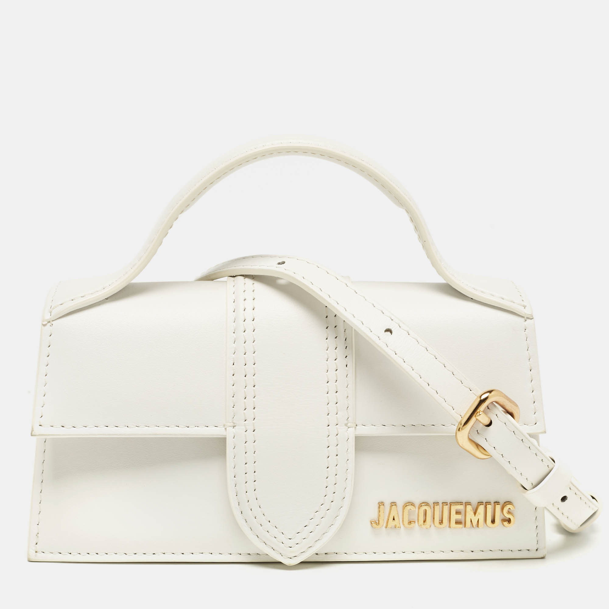 Pre Owned Jacquemus White Leather Mini Le Bambino Top Handle Bag