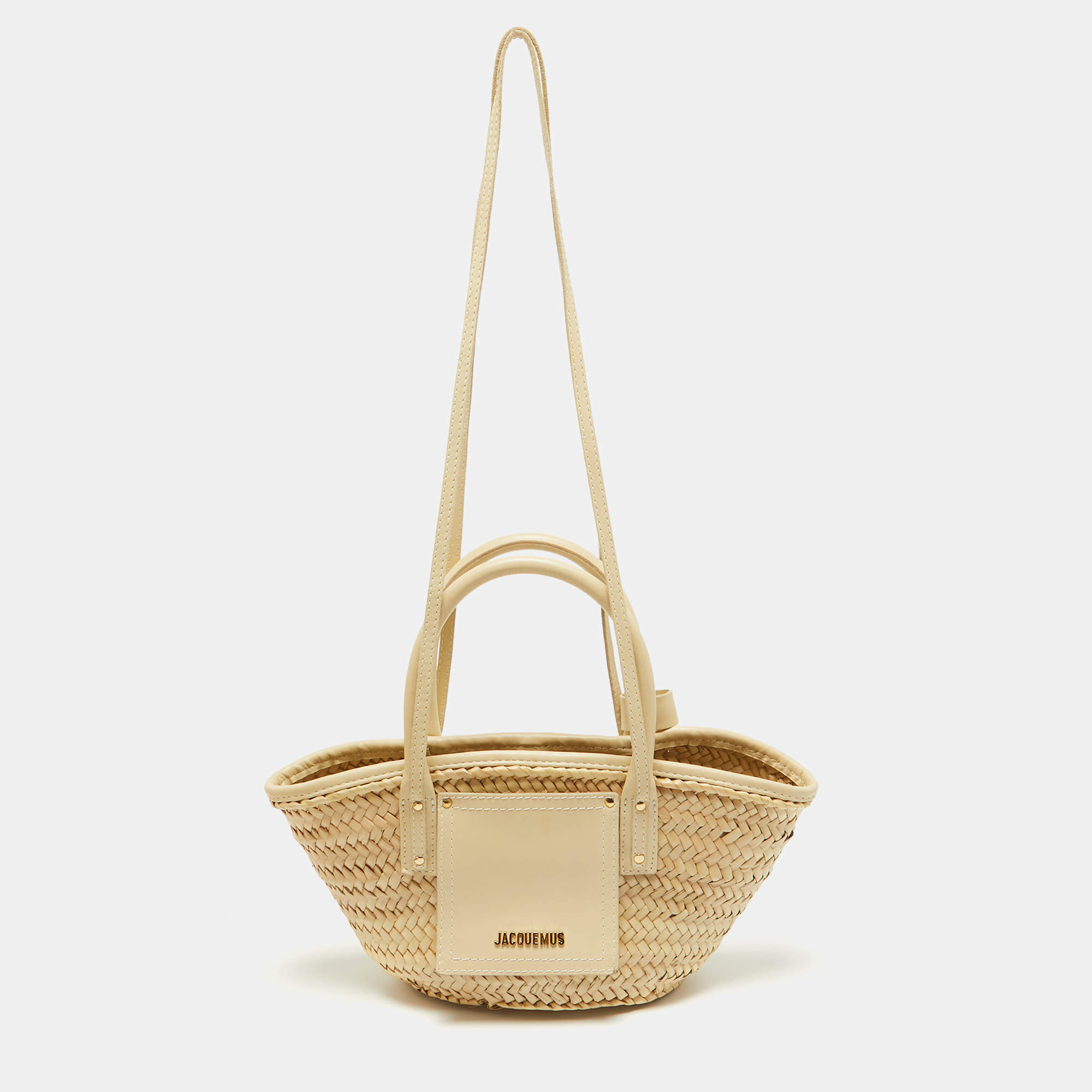 Jacquemus Cream Raffia and Leather Le Petit Panier Soleil Basket Bag