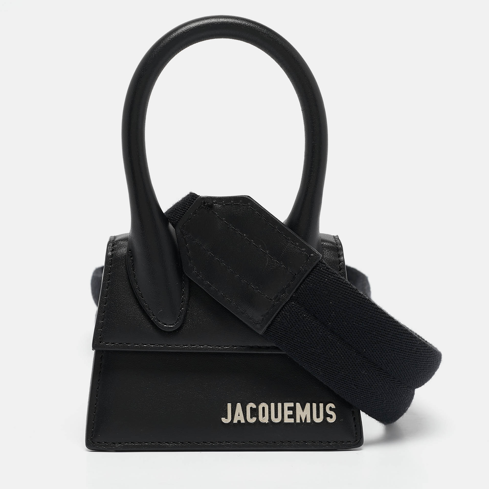 Pre Owned Jacquemus Black Leather Mini Le Chiquito Top Handle Bag
