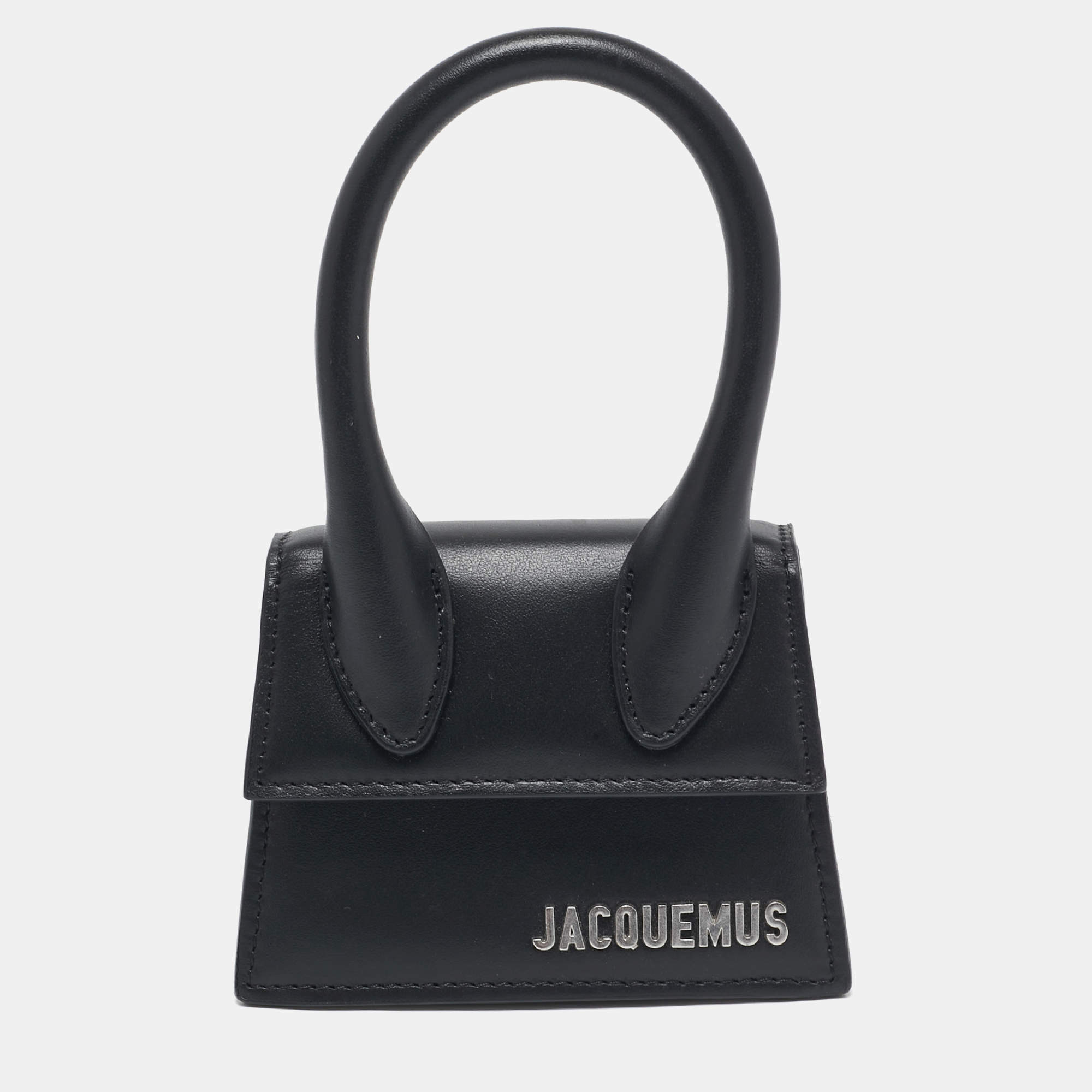 Pre Owned Jacquemus Black Leather Mini Le Chiquito Top Handle Bag