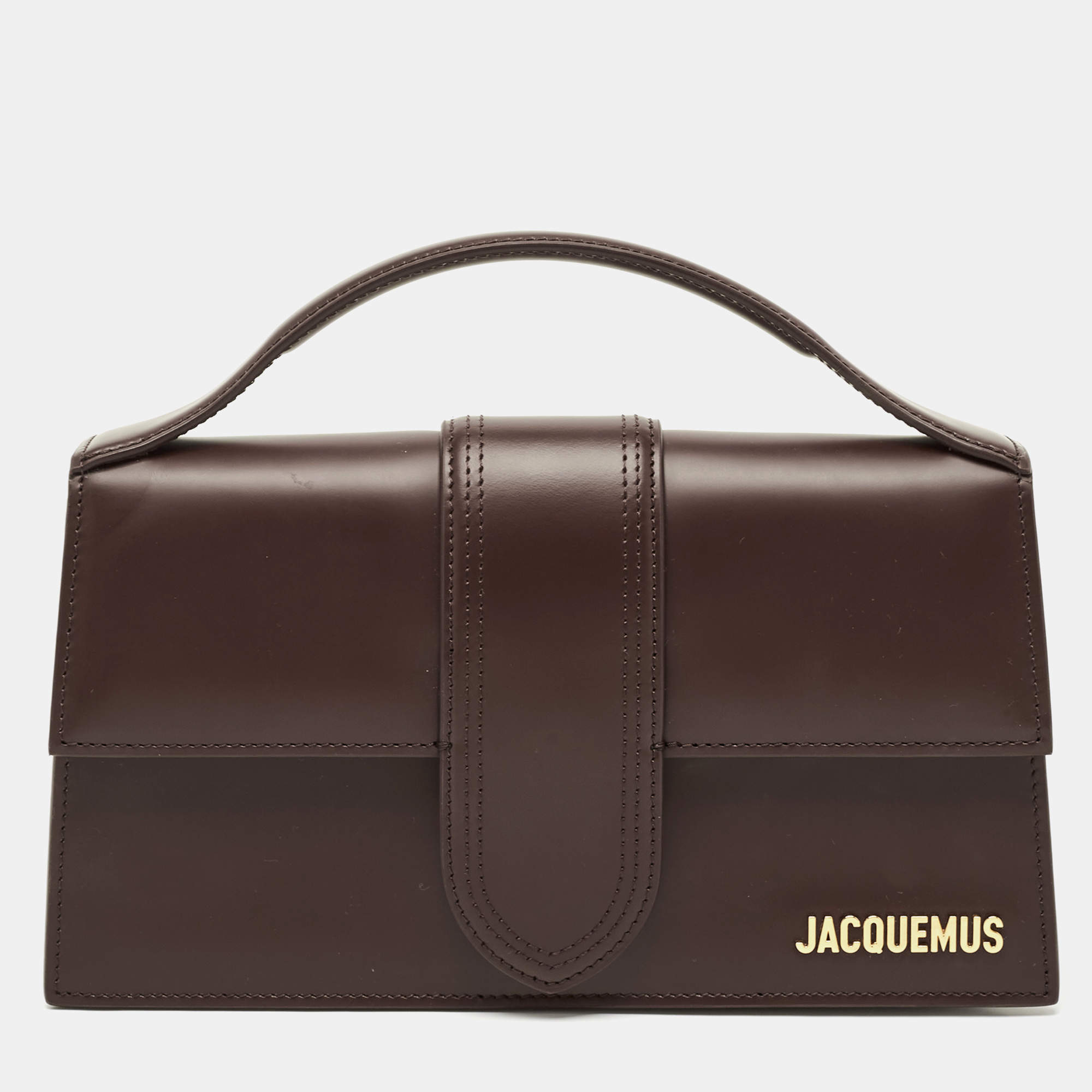 Pre Owned Jacquemus Dark Brown Leather Le Grand Bambino Top Handle Bag