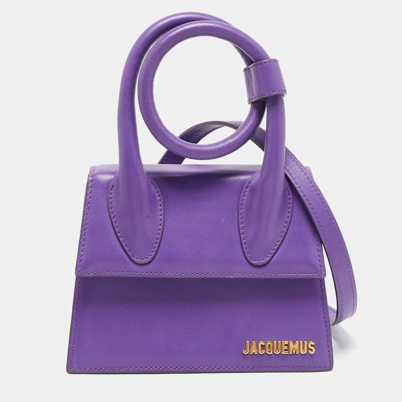 Jacquemus Purple Leather Le Chiquito Noeud Top Handle Bag