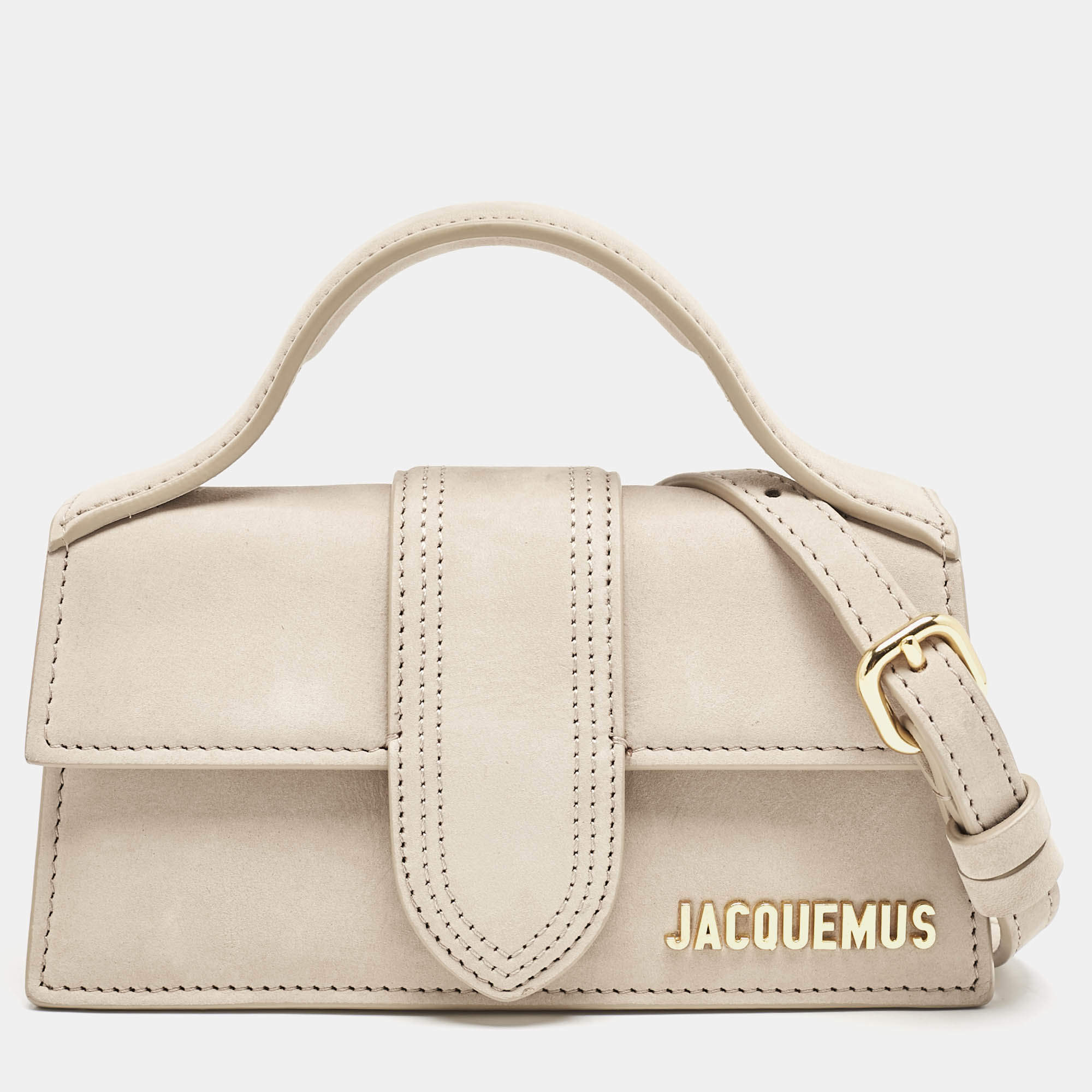 Pre Owned Jacquemus Beige Nubuck Leather Mini Le Bambino Top Handle Bag