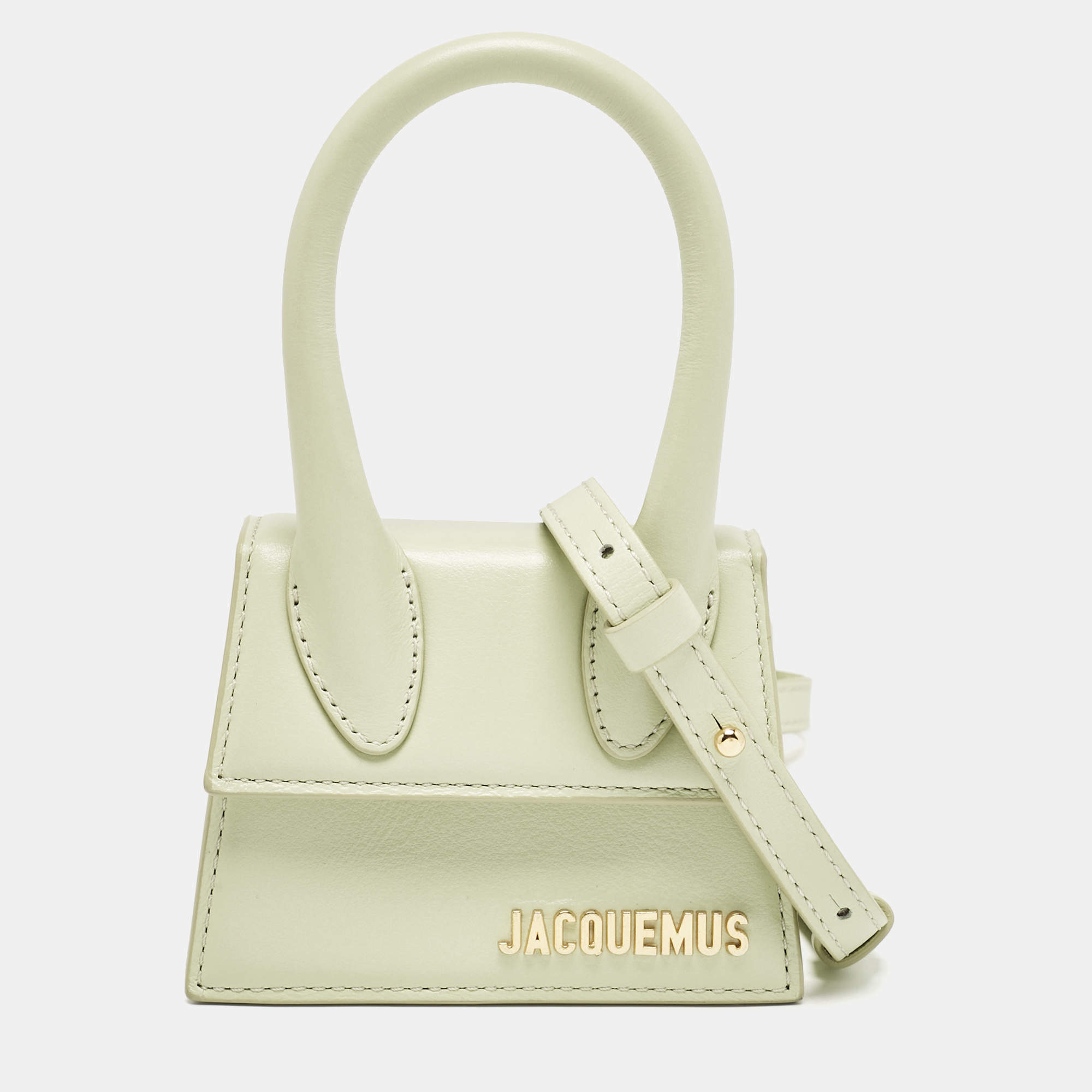 Jacquemus Light Green Leather Mini Le Chiquito Top Handle Bag