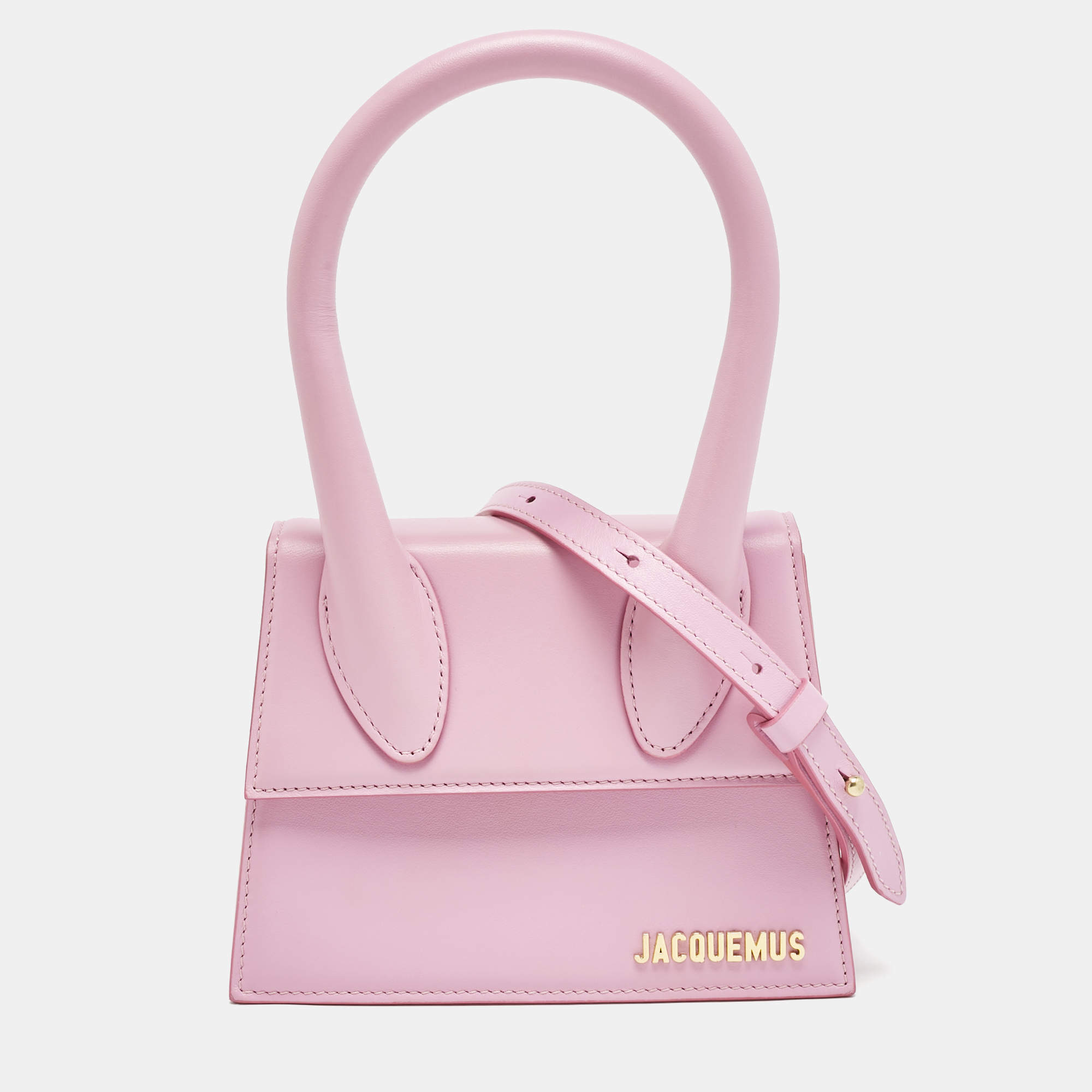 Jacquemus Pink Leather Le Chiquito Moyen Top Handle Bag