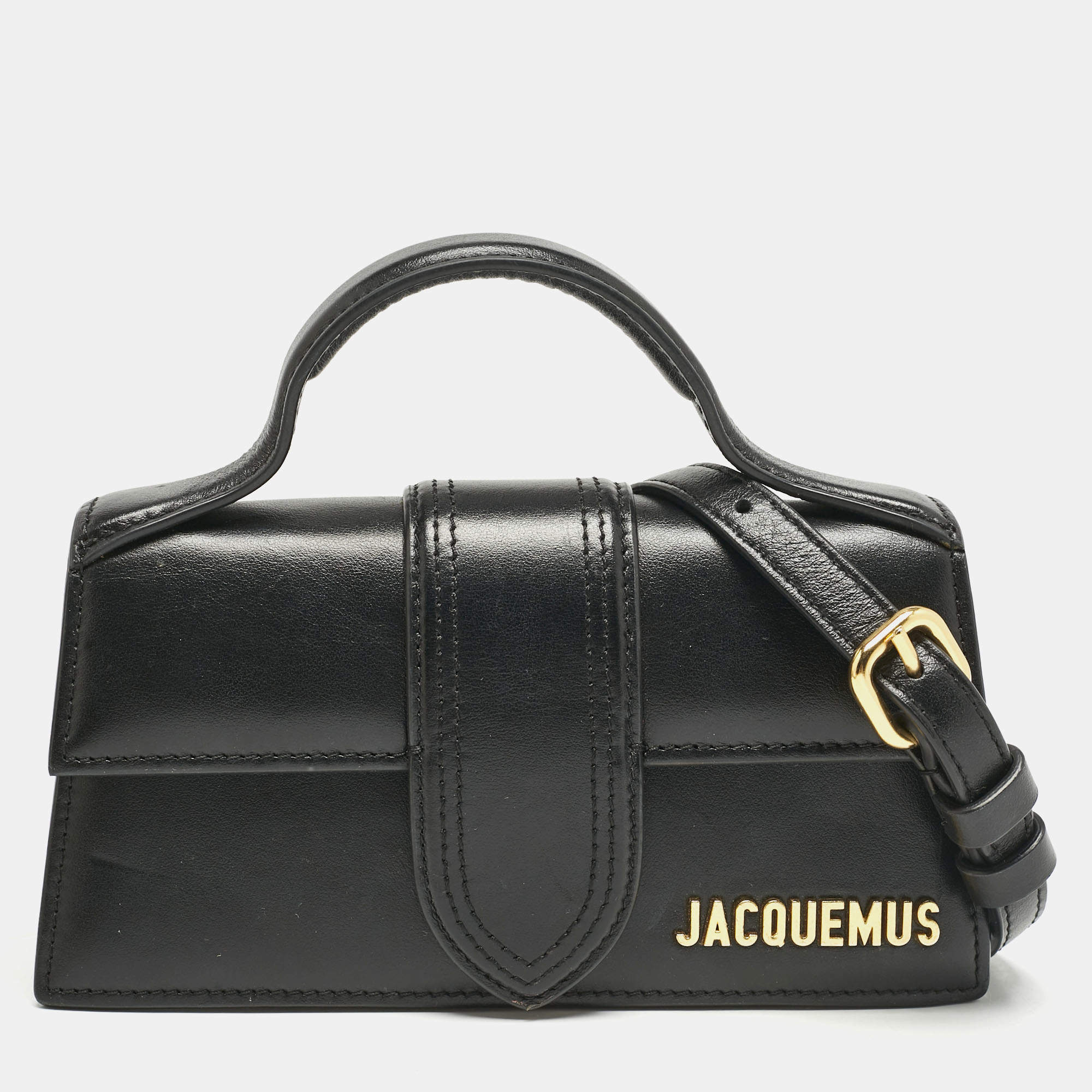 مملوكة مسبقًا Jacquemus Black Leather Mini Le Bambino Top Handle Bag