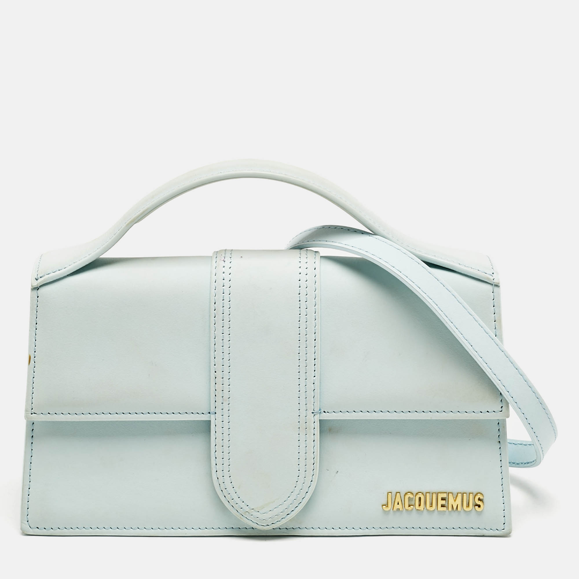 Jacquemus Light Blue Leather Large Le Bambino Top Handle Bag