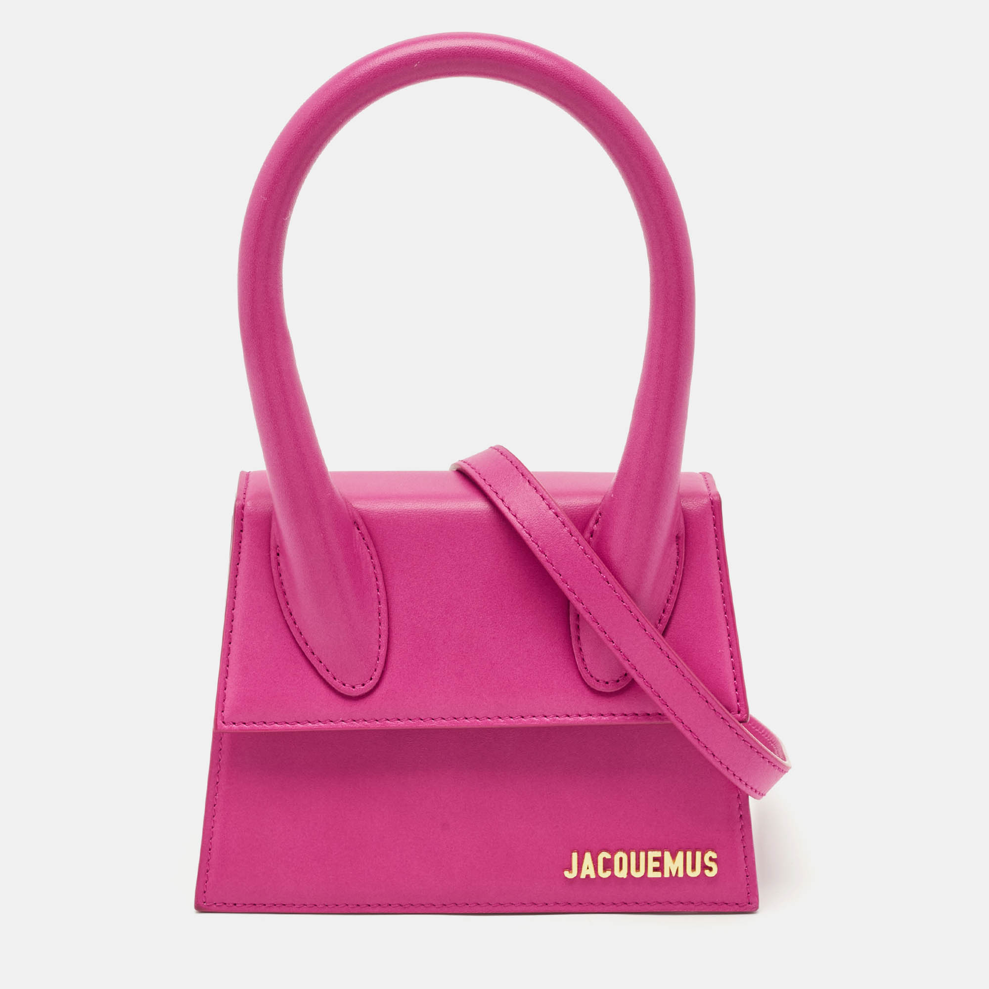 Jacquemus Pink Leather Medium Le Chiquito Top Handle Bag