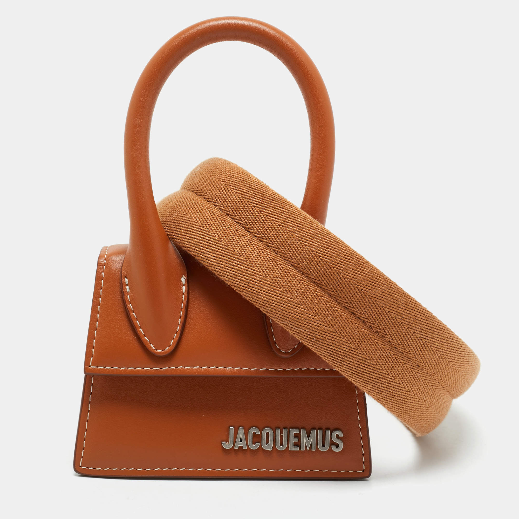 Pre Owned حقيبة جاكيموس ميني لي شيكيتو جلد بني بيد علوية