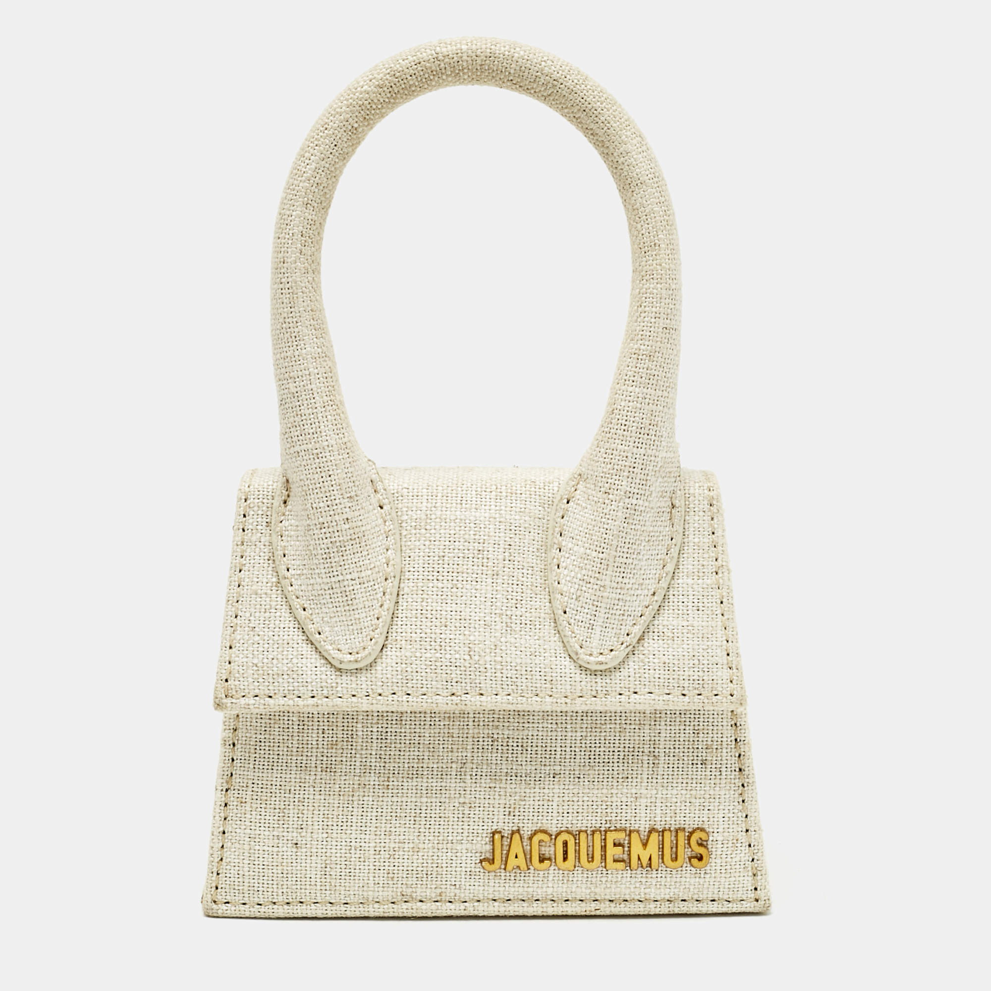 Pre Owned Jacquemus Light Beige Canvas Mini Le Chiquito Top Handle Bag