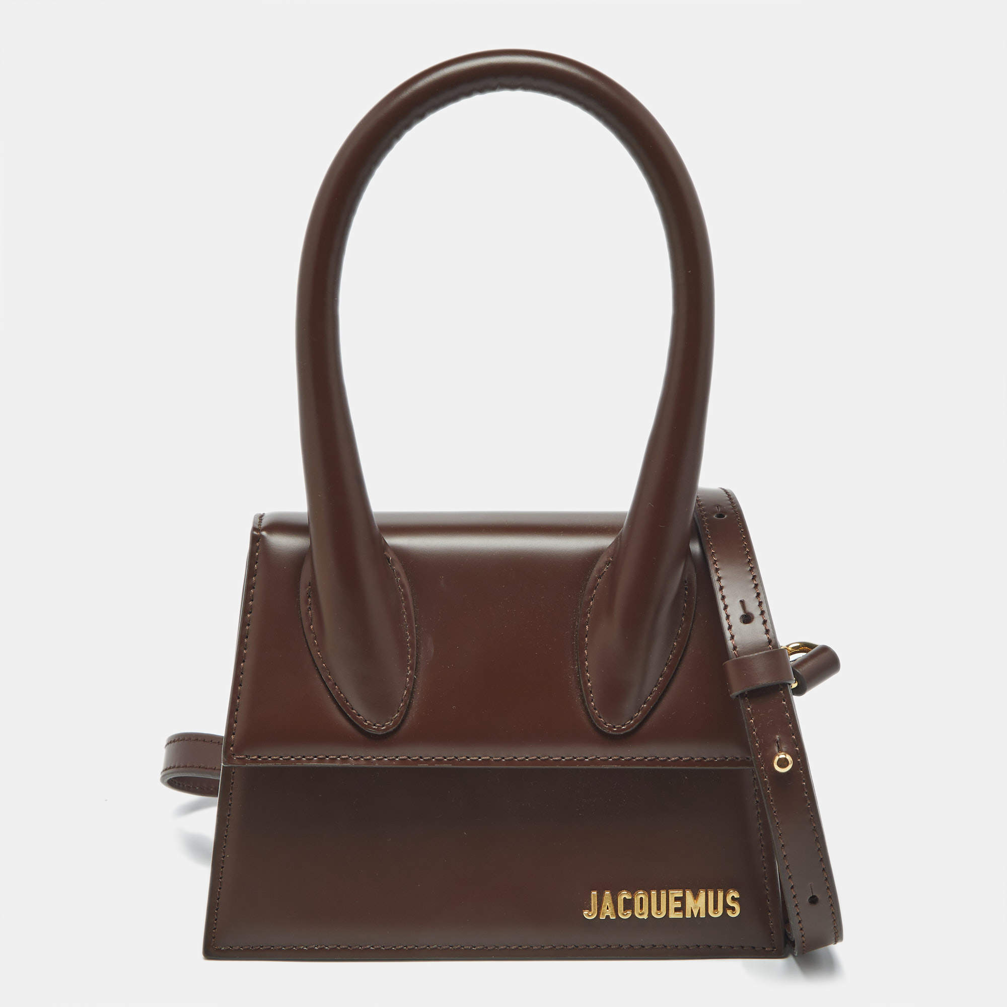 مملوكة مسبقًا Jacquemus Brown Leather Le Chiquito Moyen Top Handle Bag