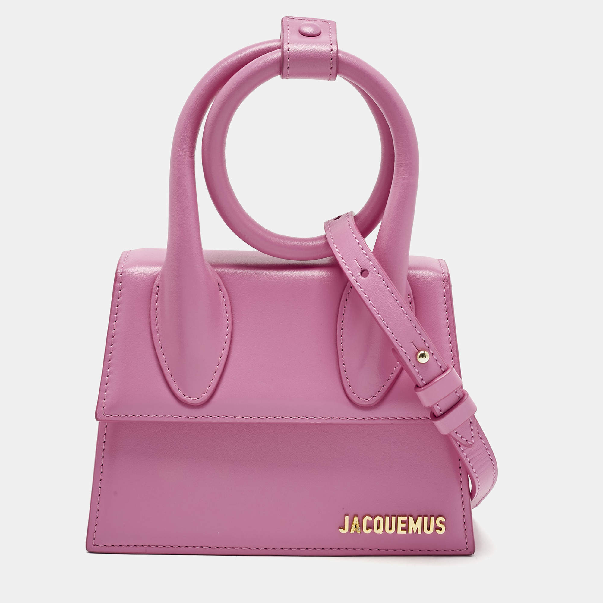 Pre Owned حقيبة يد جاكيموس لو شيكيتو نو دود جلد فوشيا