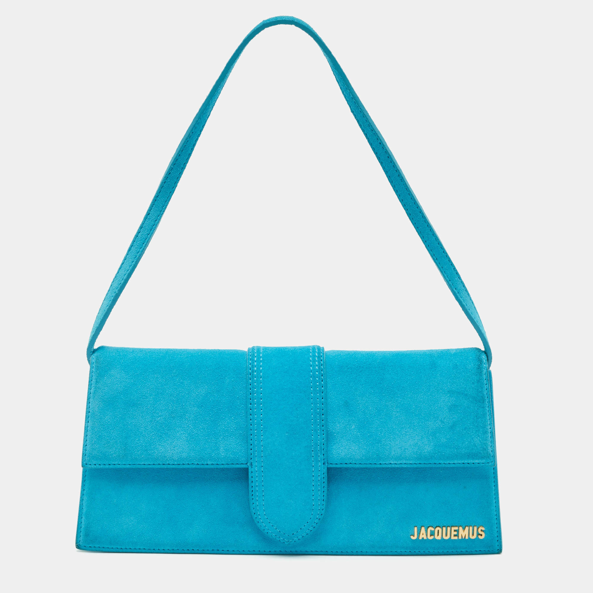 Pre Owned Jacquemus Blue Suede Le Bambino Long Shoulder Bag