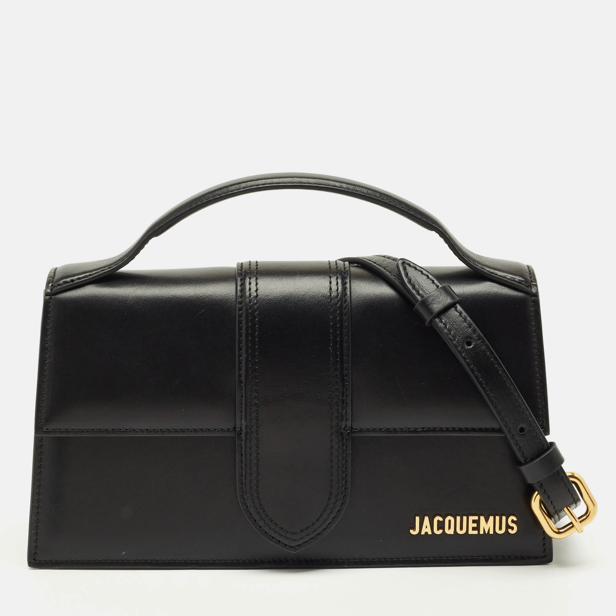 Pre Owned Jacquemus Black Leather Le Grand Bambino Top Handle Bag