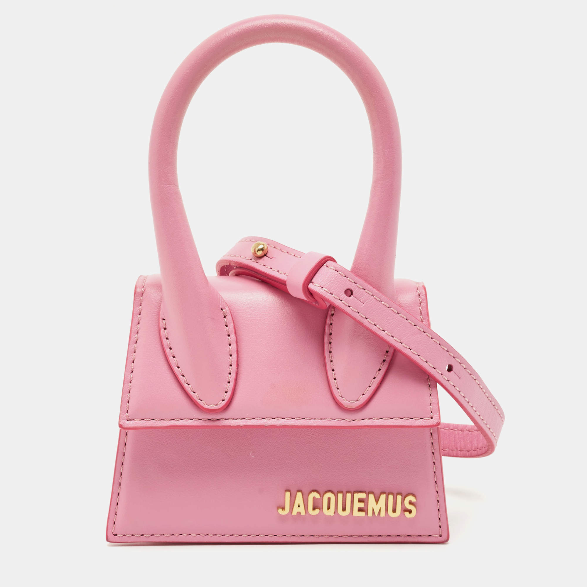 Pre Owned Jacquemus Pink Leather Mini Le Chiquito Top Handle Bag