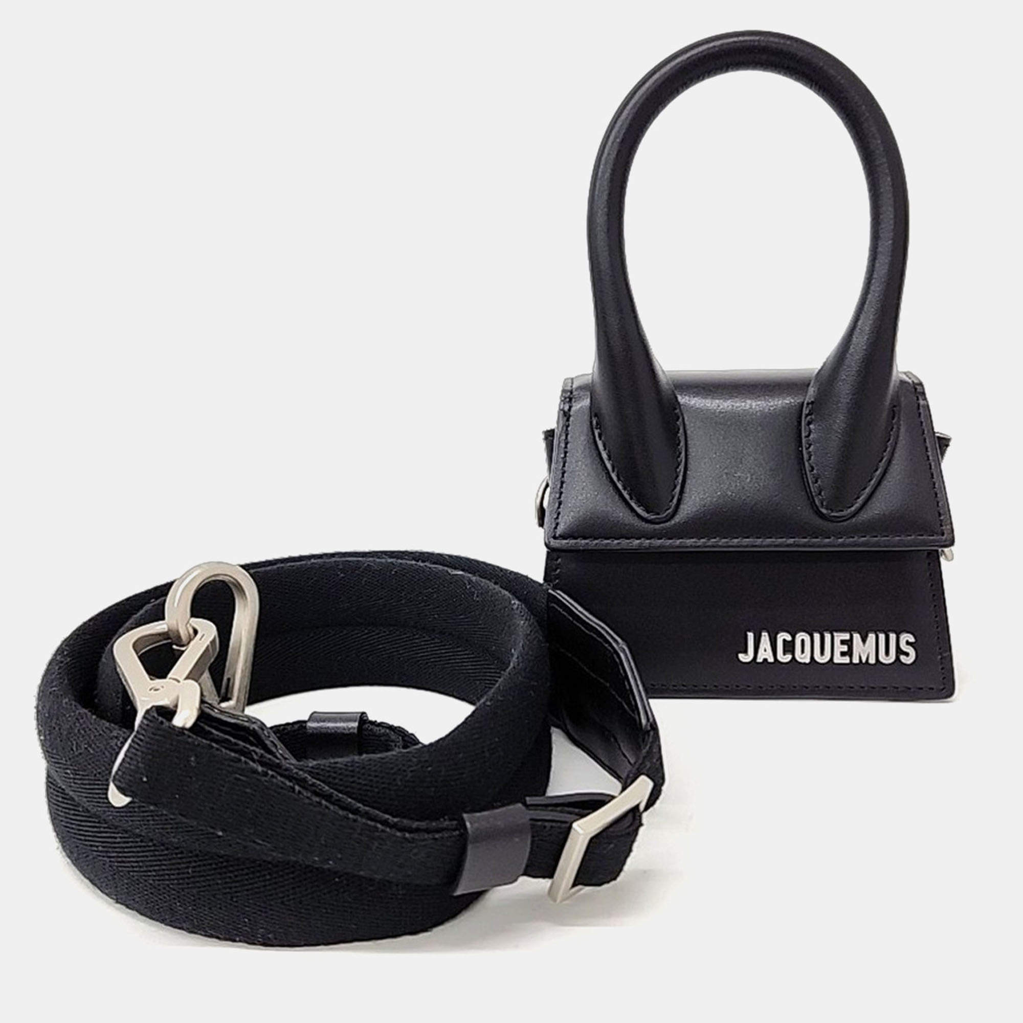 Pre Owned Jacquemus Black Leather Le Chiquito Mini Crossbody Bag