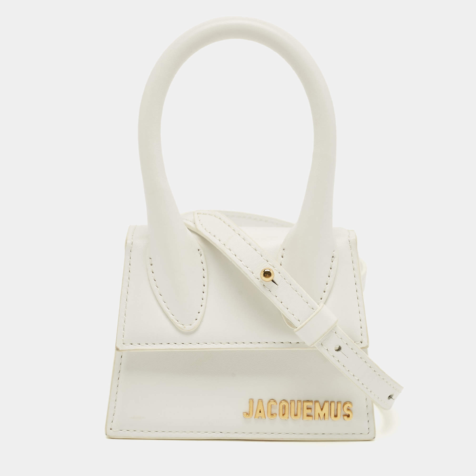 Pre Owned Jacquemus White Leather Mini Le Chiquito Top Handle Bag