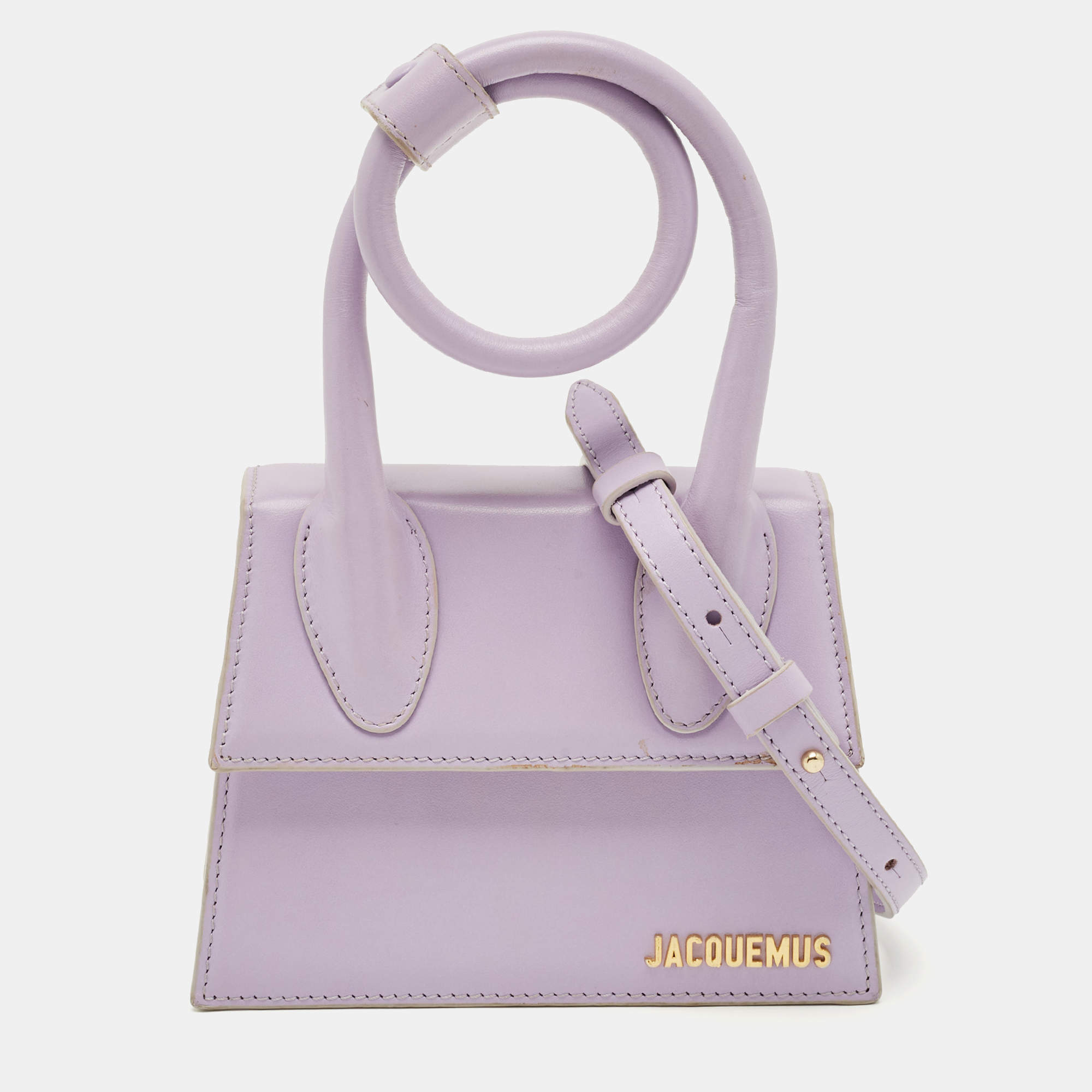 Pre Owned Jacquemus Lilac Leather Le Chiquito Noeud Top Handle Bag