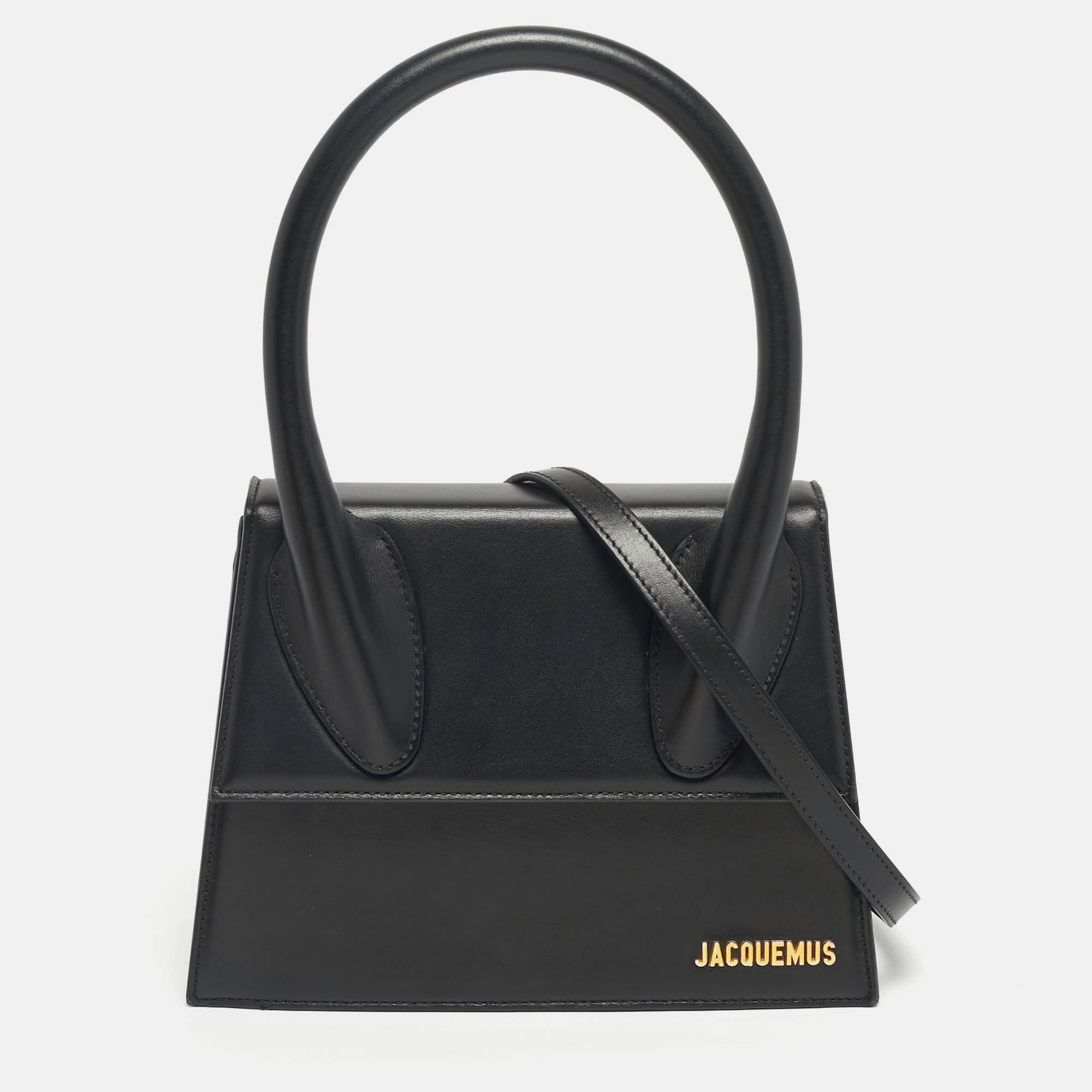 Pre Owned Jacquemus Black Leather Grand Le Chiquito Top Handle Bag