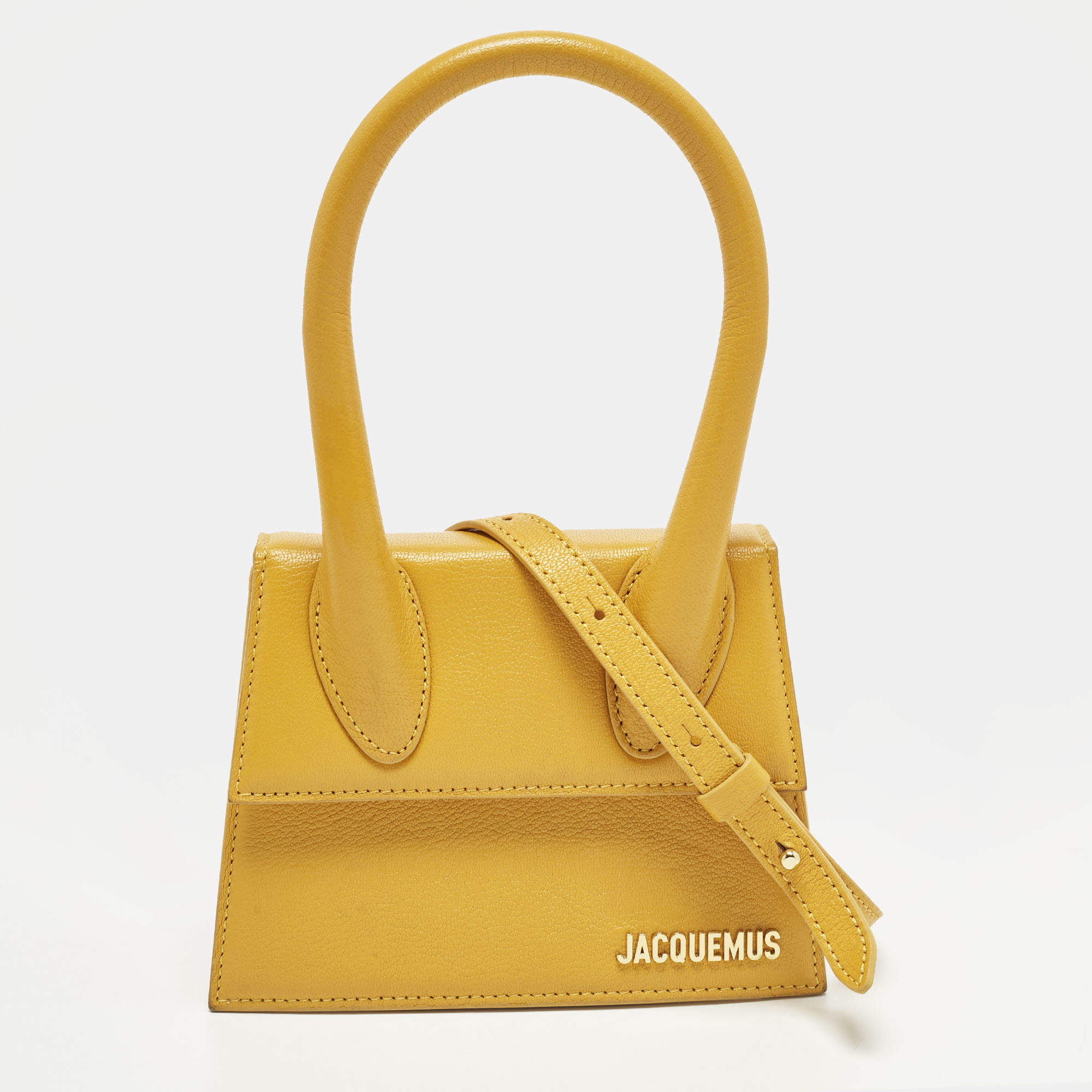 Pre Owned حقيبة جاكيموس لُ شِيكيتو موين جلد بلون أبيض بيد علوية