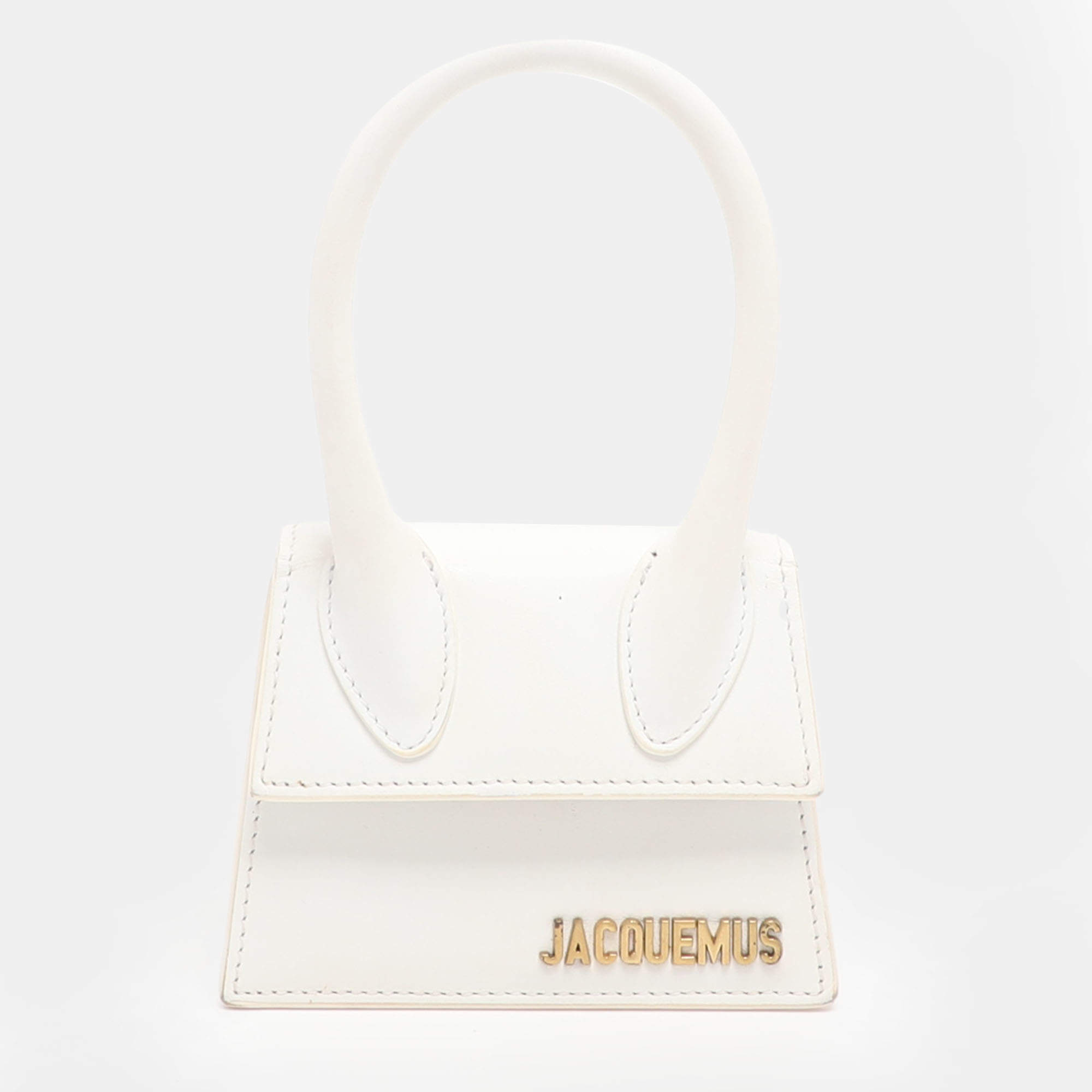 Pre Owned Jacquemus le chiquito Micro White Leather Clutch