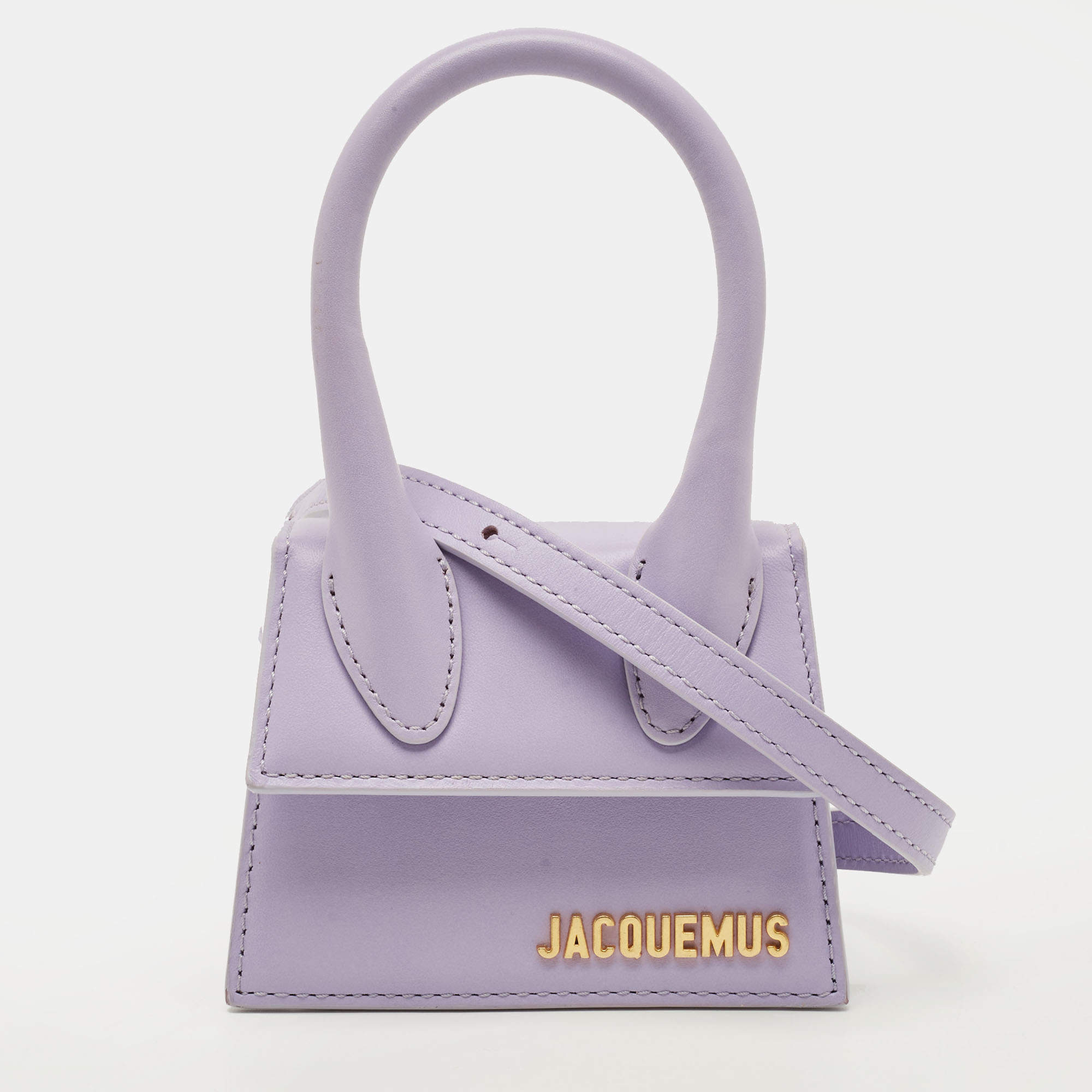 Pre Owned Jacquemus Le Chiquito Mini Lilac Leather Top Handle Bag