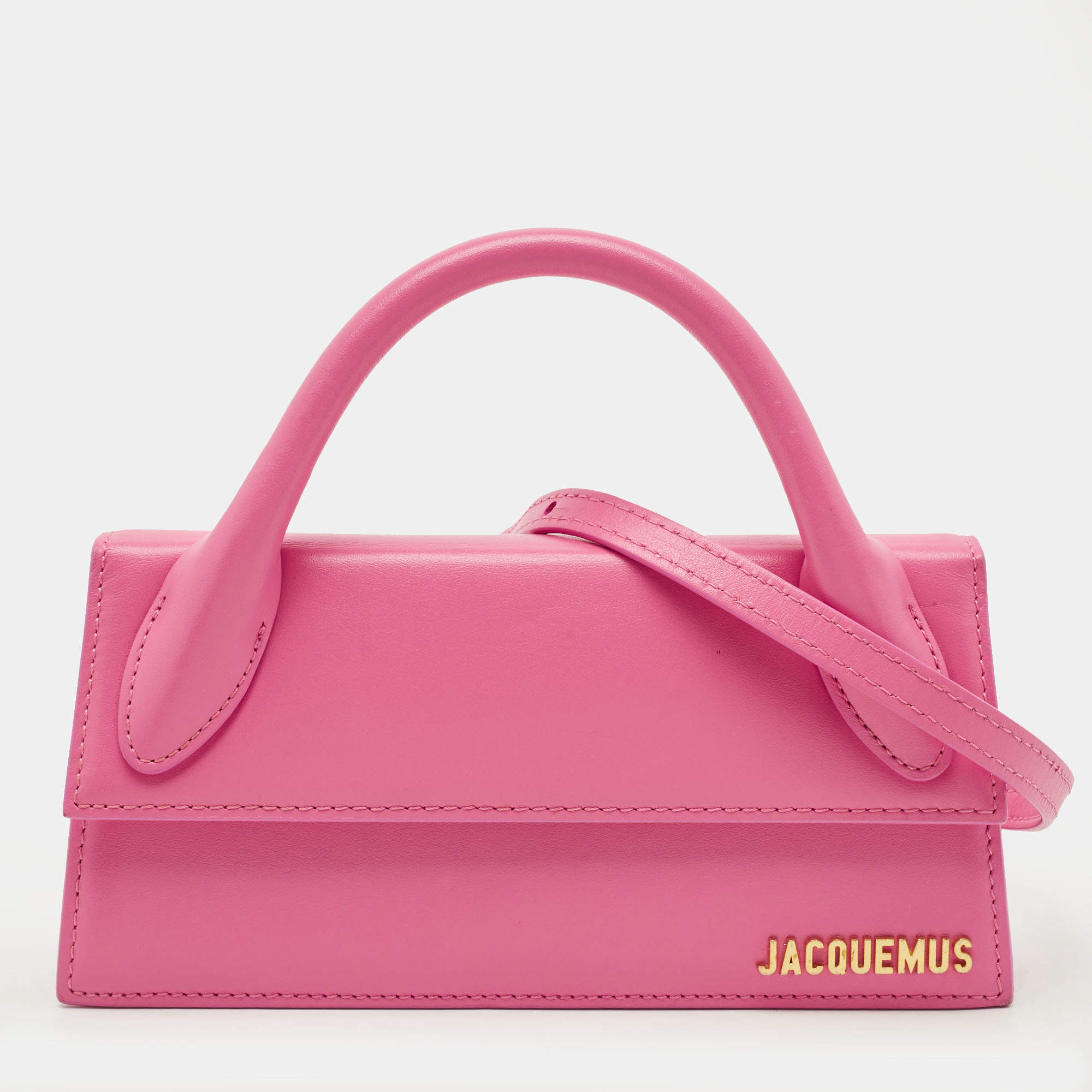 مملوكة مسبقًا حقيبة جاكيموس لُو شيكويتُو جلد أبيض طويلة بيد علوية