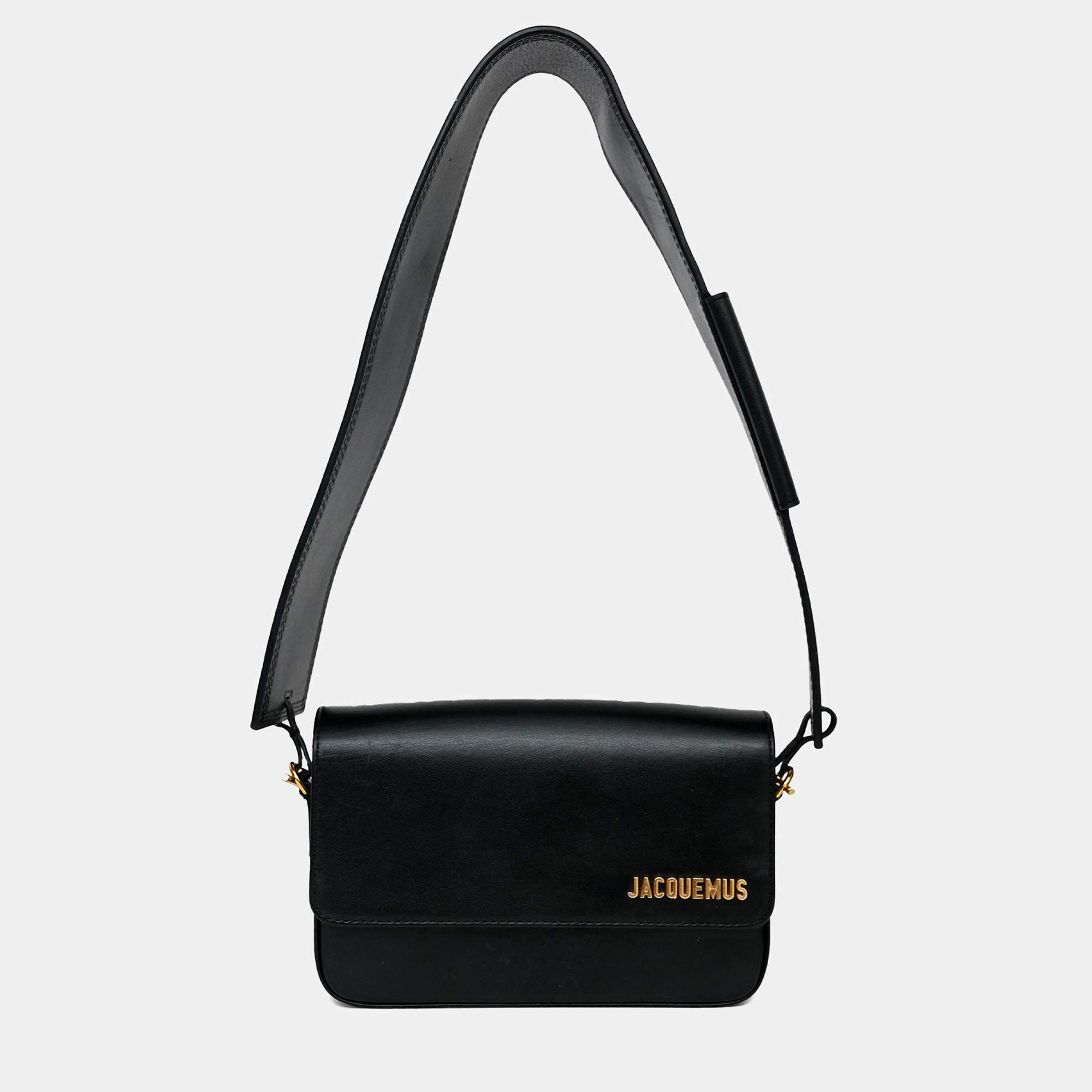 Pre Owned Jacquemus Black Leather 'Le Carinu' Shoulder Bag