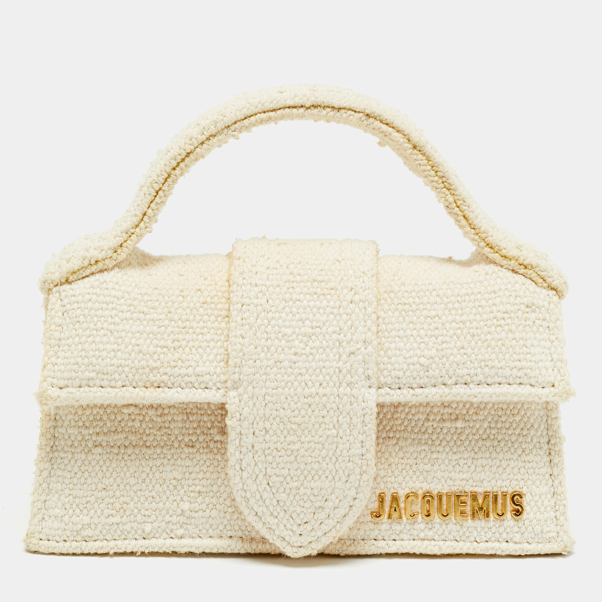 Pre Owned Jacquemus Le Bambino Mini Off White Top Handle Bag