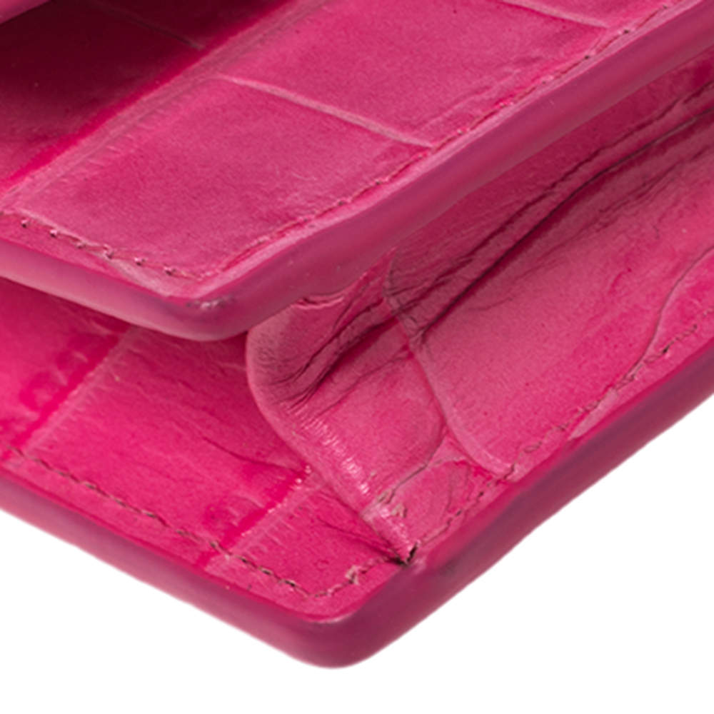 Jacquemus Le Petit Riviera Croc Embo Leather Bag In Fuchsia,pink