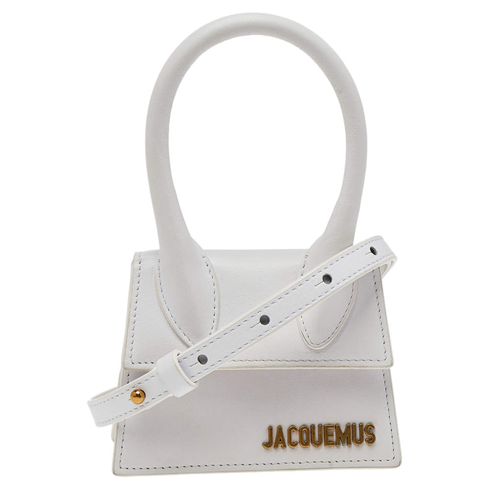 Jacquemus White Leather Le Chiquito Mini Top Handle Bag