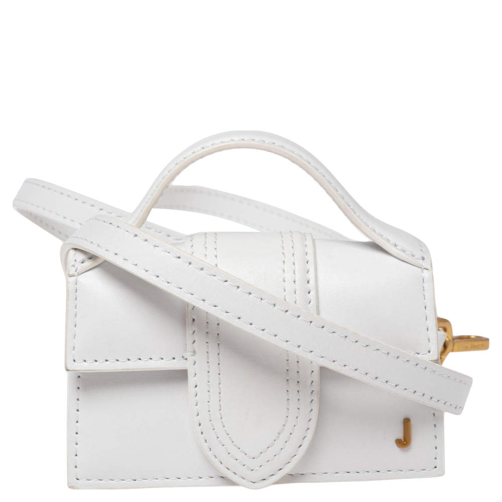 Pre Owned حقيبة كروس جاكيموس لو بيتيت بامبينو جلد أبيض صغيرة