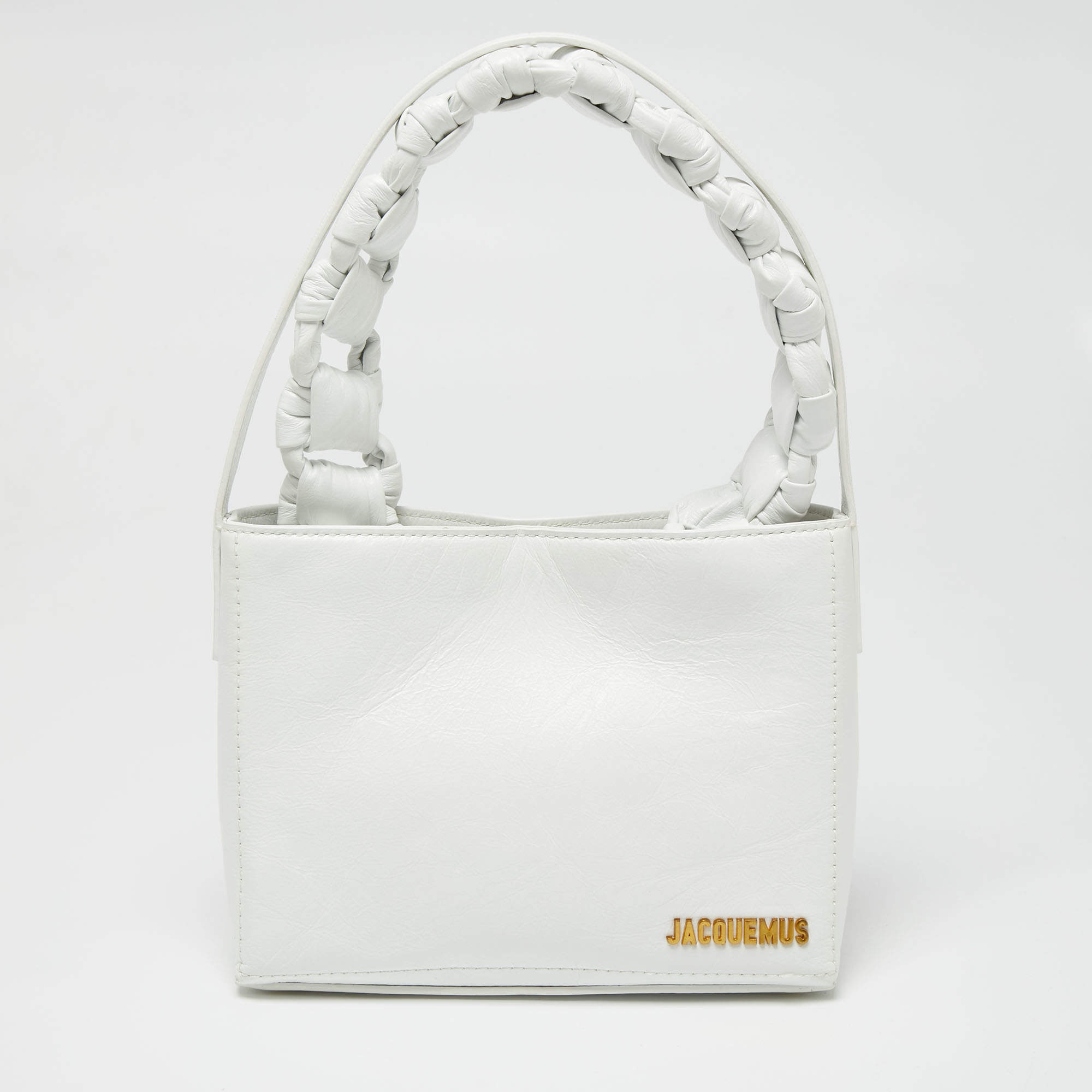 Pre Owned حقيبة يد توتس جاكيموس لو بيتي ساك نويد جلد أبيض