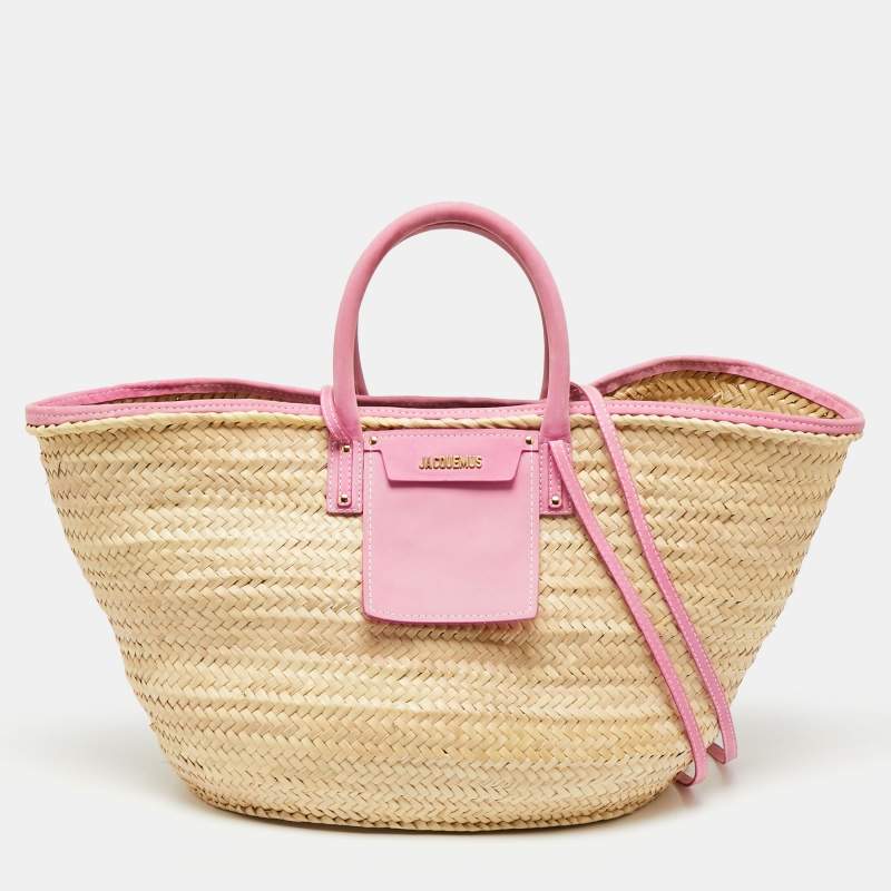 مملوكة مسبقًا حقيبة يد توتس جاكيموس لي بانيه سولايل جلد نوبوك ورافية كريمي/وردي