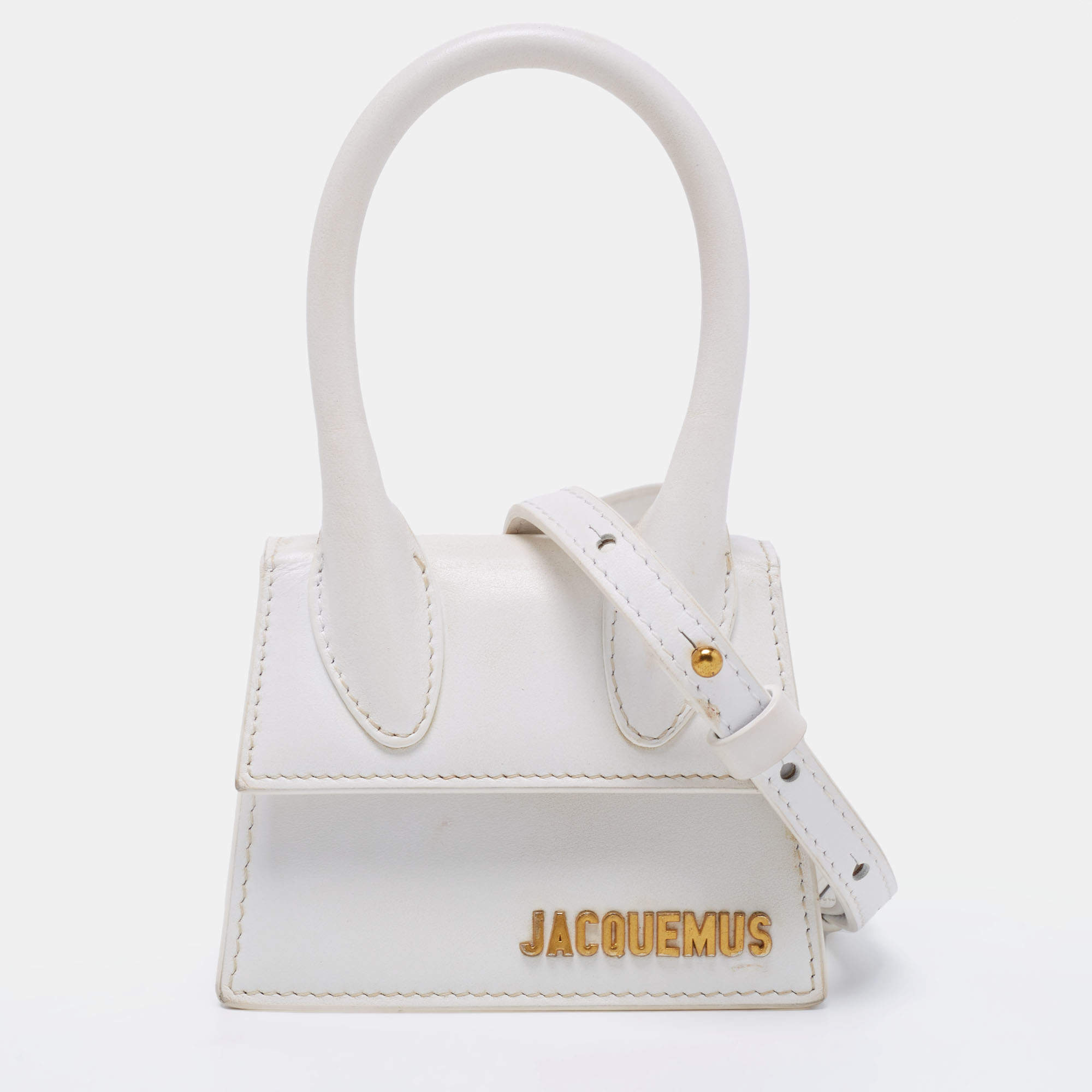 Pre Owned حقيبة جاكيموس لوتشيكيتو جلد بيضاء صغيرة