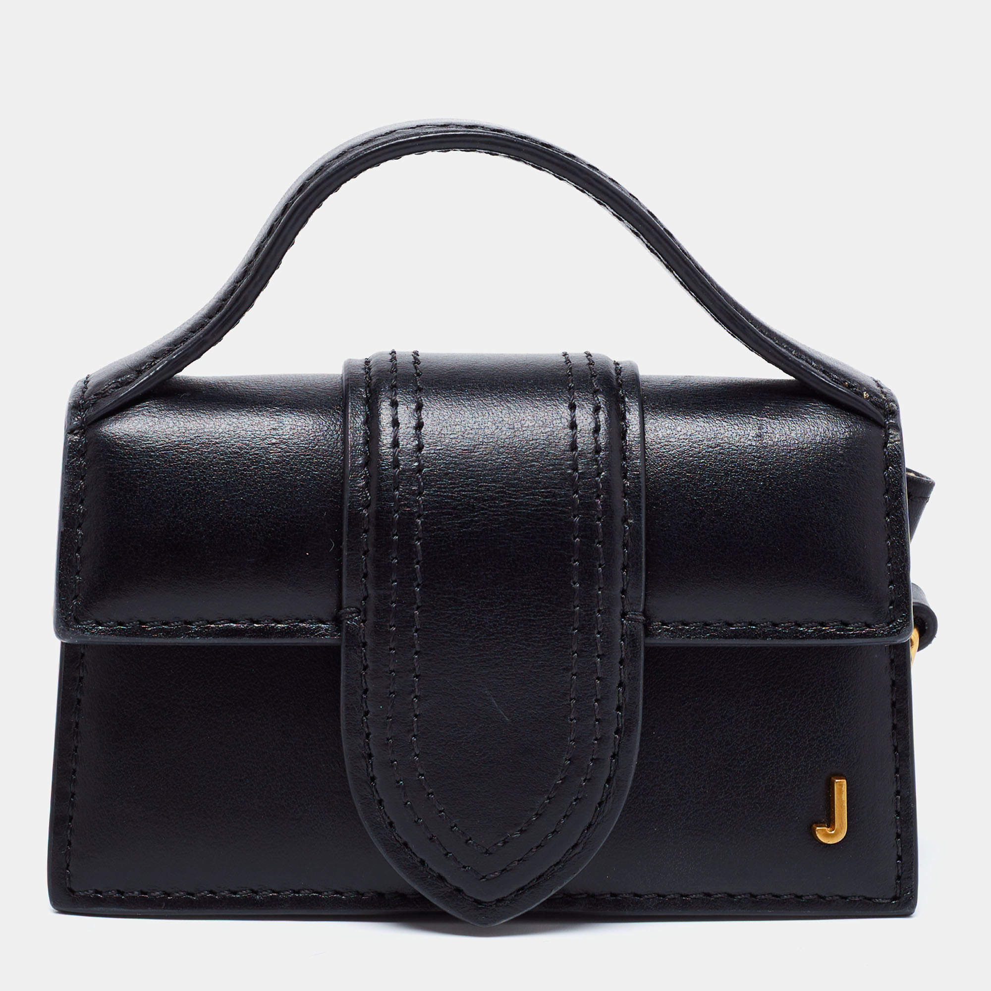 Pre Owned حقيبة جاكيموس لو بتيت بامبينو جلد أسود 