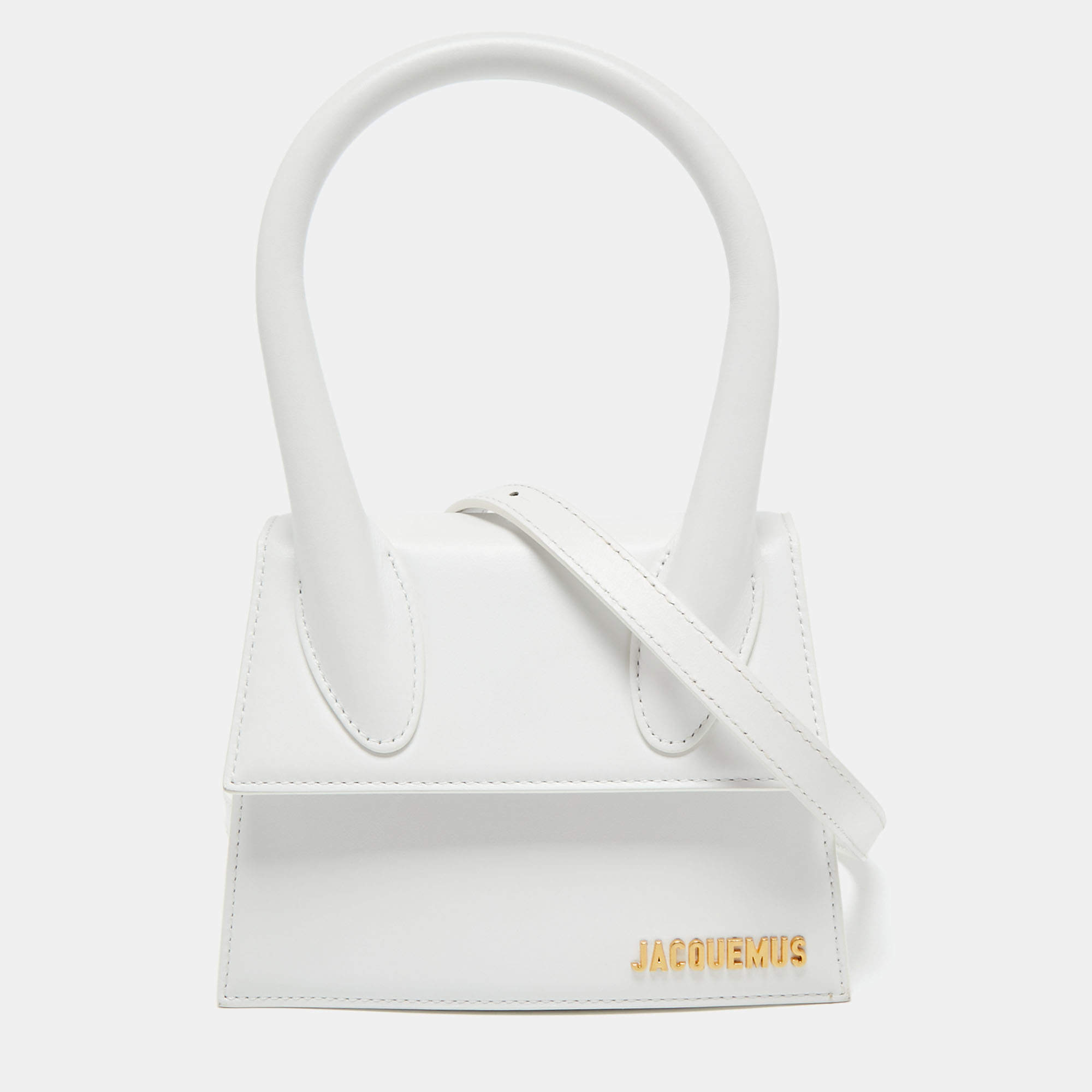 Pre Owned Jacquemus White Leather Le Chiquito Top Handle Bag