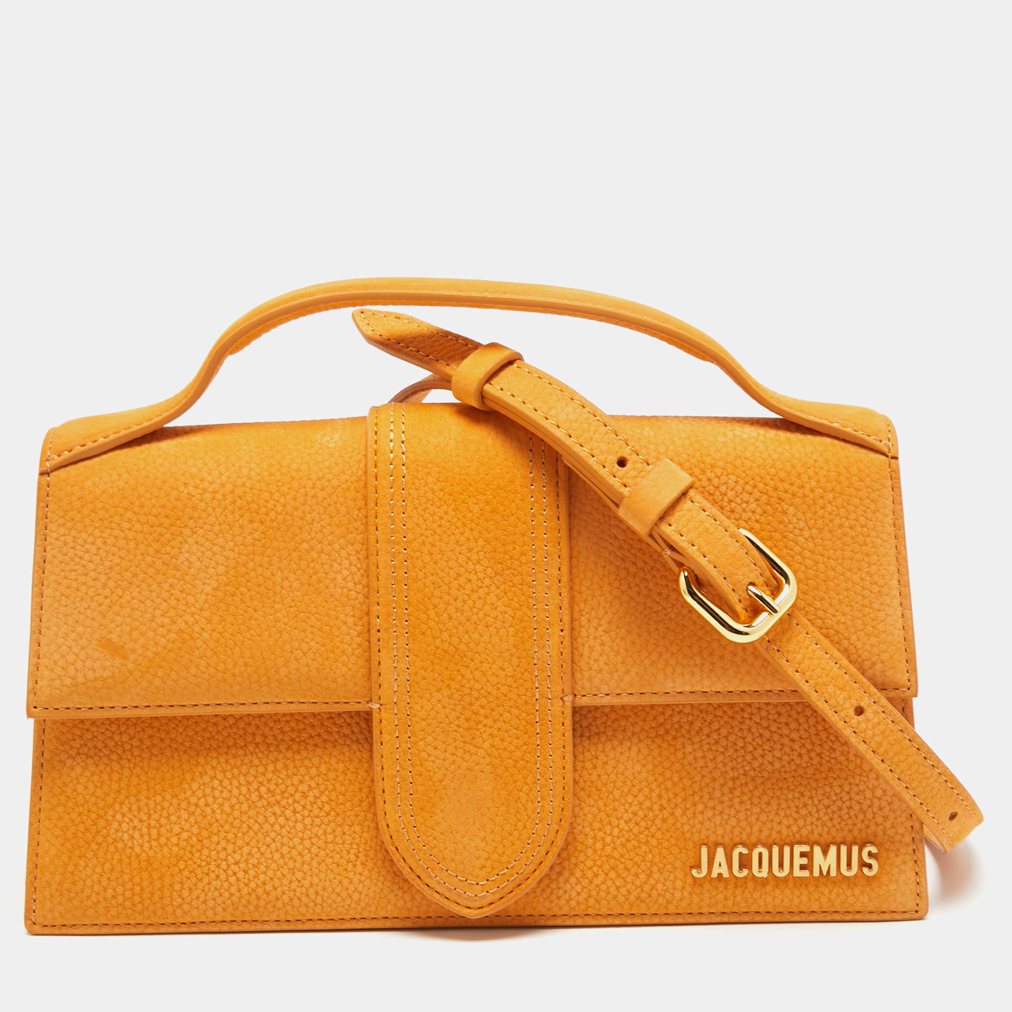 Pre Owned Jacquemus Orange Nubuck Leather Bambino Top Handle Bag
