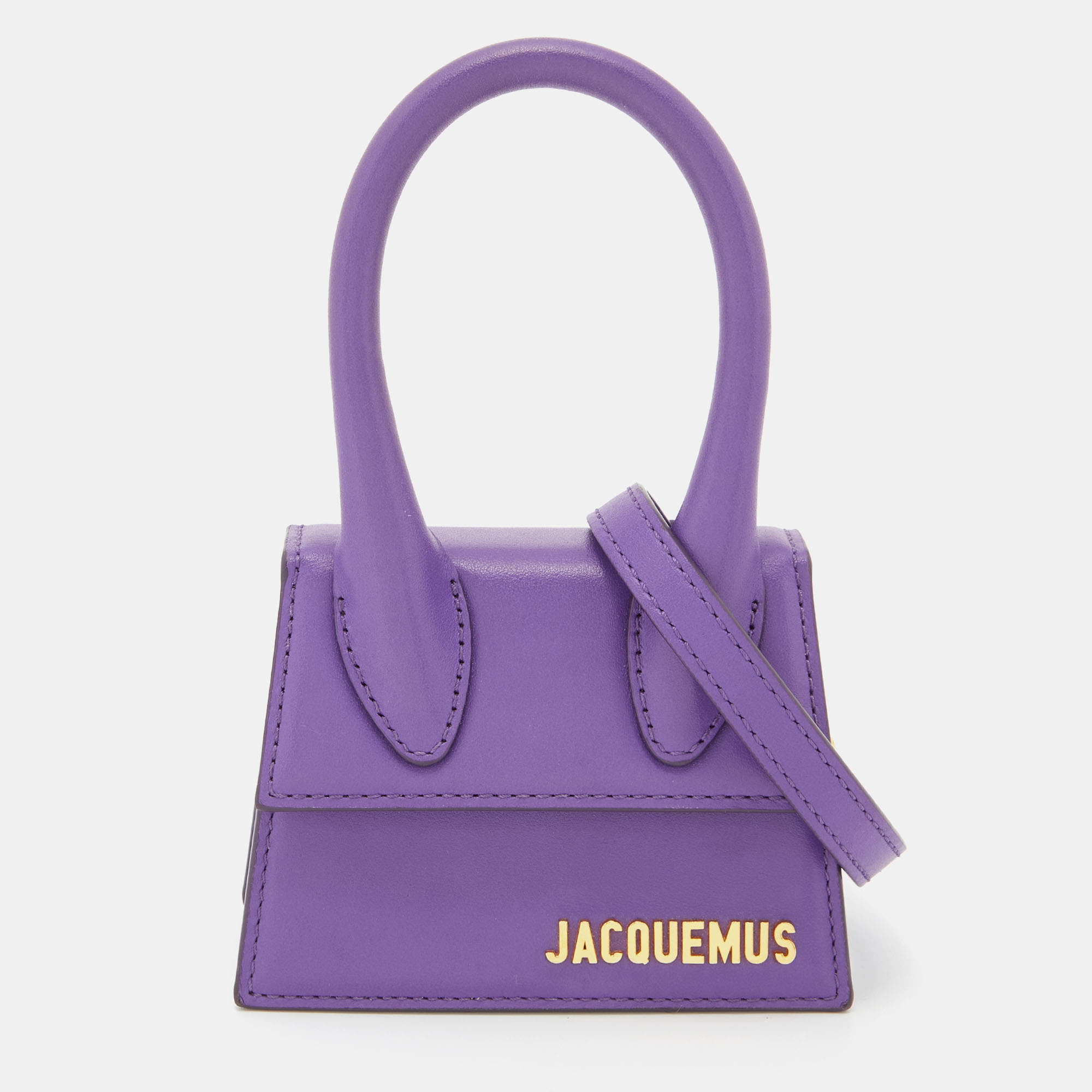 Pre Owned Jacquemus Purple Leather Mini Le Chiquito Bag