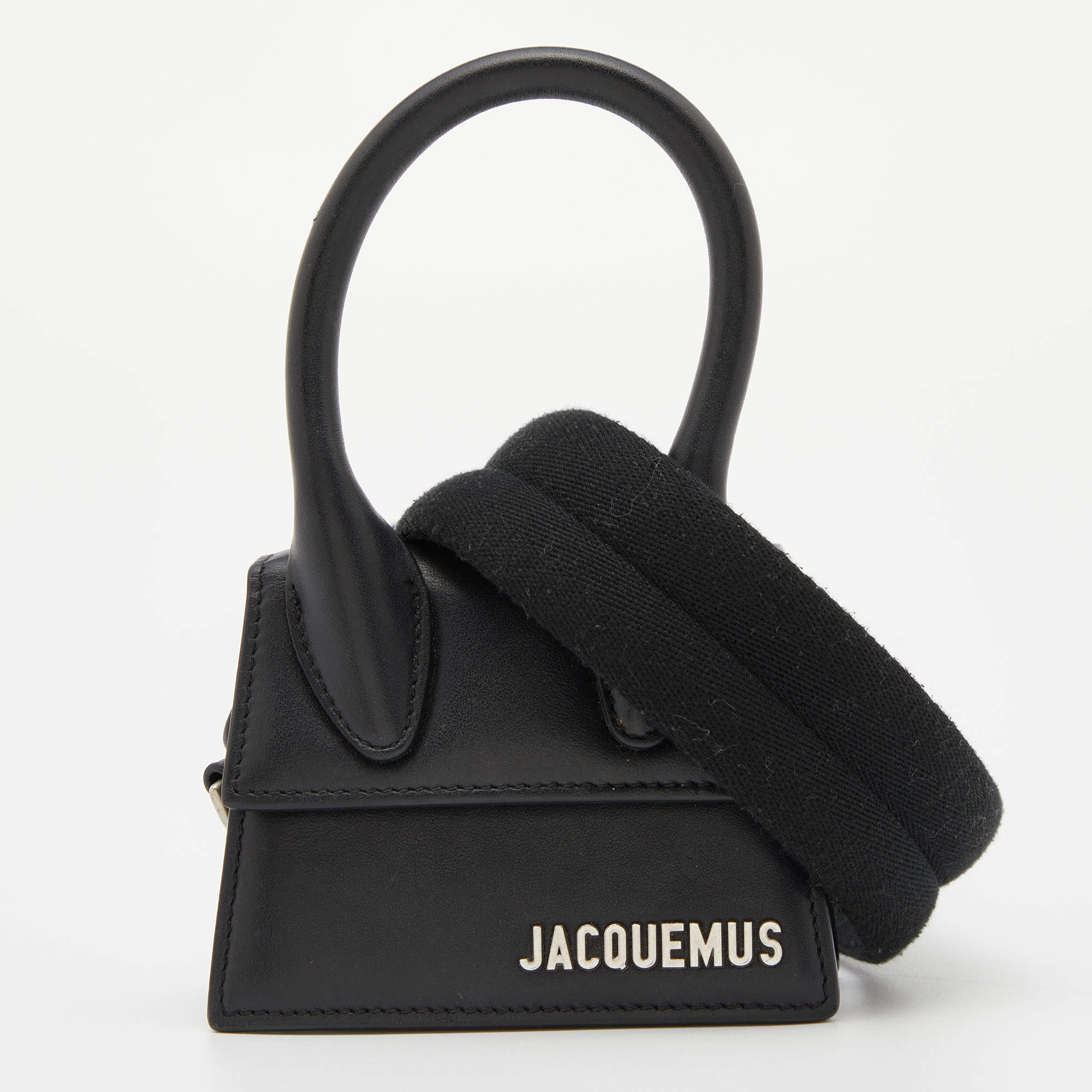 Pre Owned Jacquemus Black Leather Mini Le Chiquito Top Handle Bag