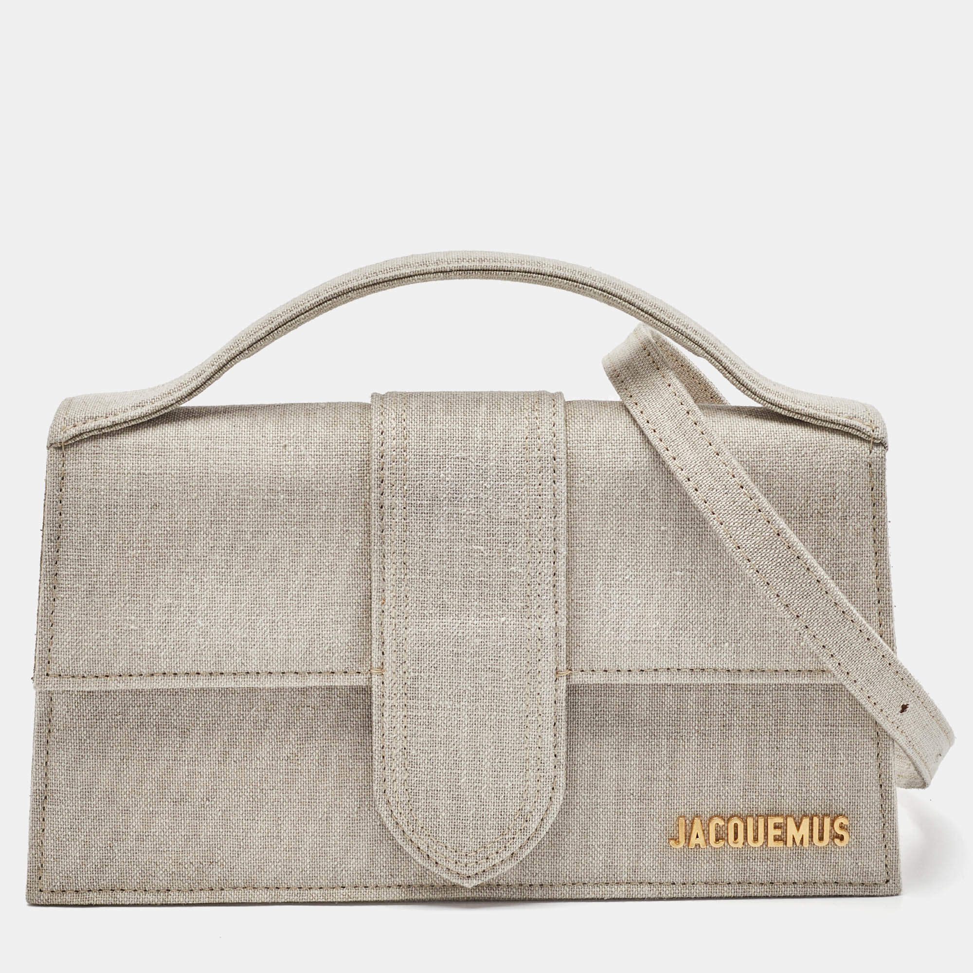 Jacquemus Beige Canvas Le Grand Bambino Top Handle Bag