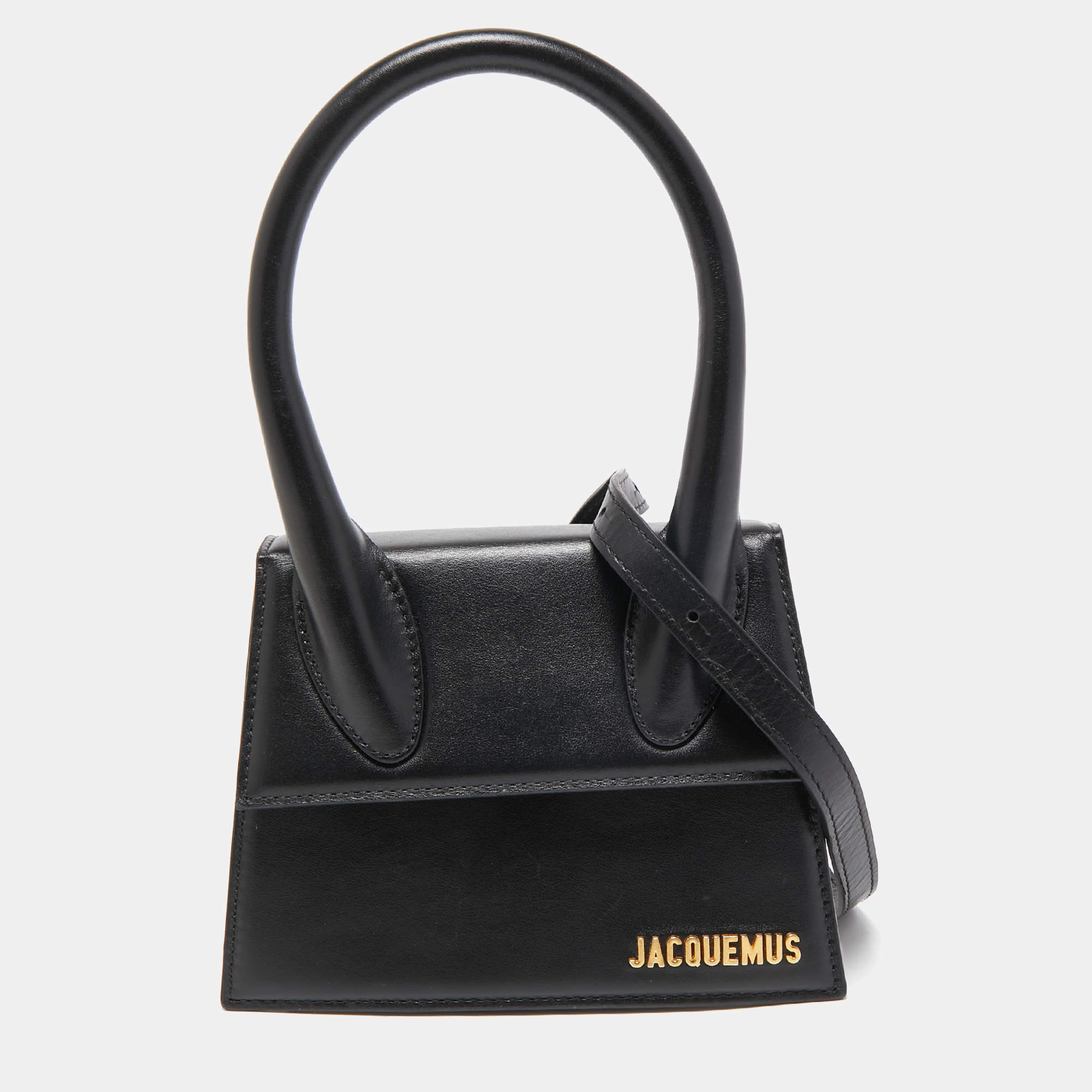 Pre Owned Jacquemus Black Leather Le Chiquito La Montagne Top Handle Bag