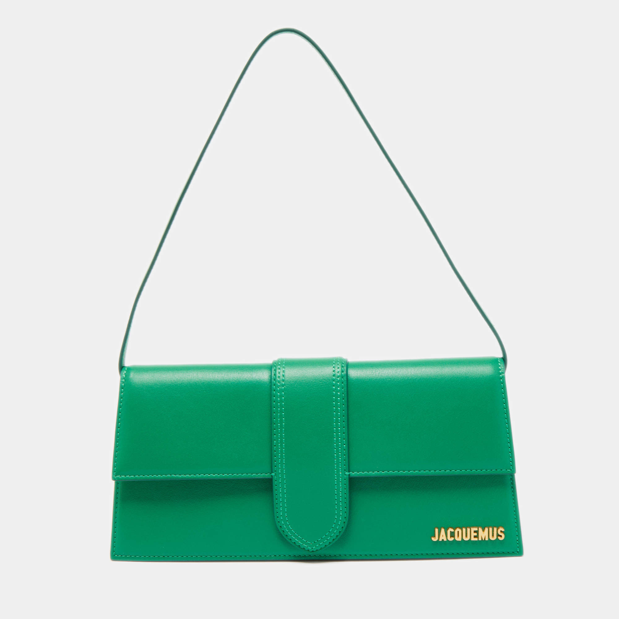 مملوكة مسبقًا Jacquemus Green Leather Le Bambino Long Shoulder Bag