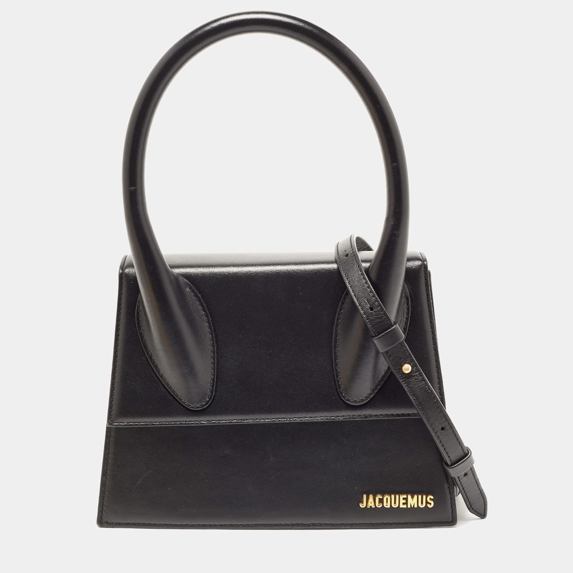 Jacquemus Black Leather Grand Le Chiquito Top Handle Bag
